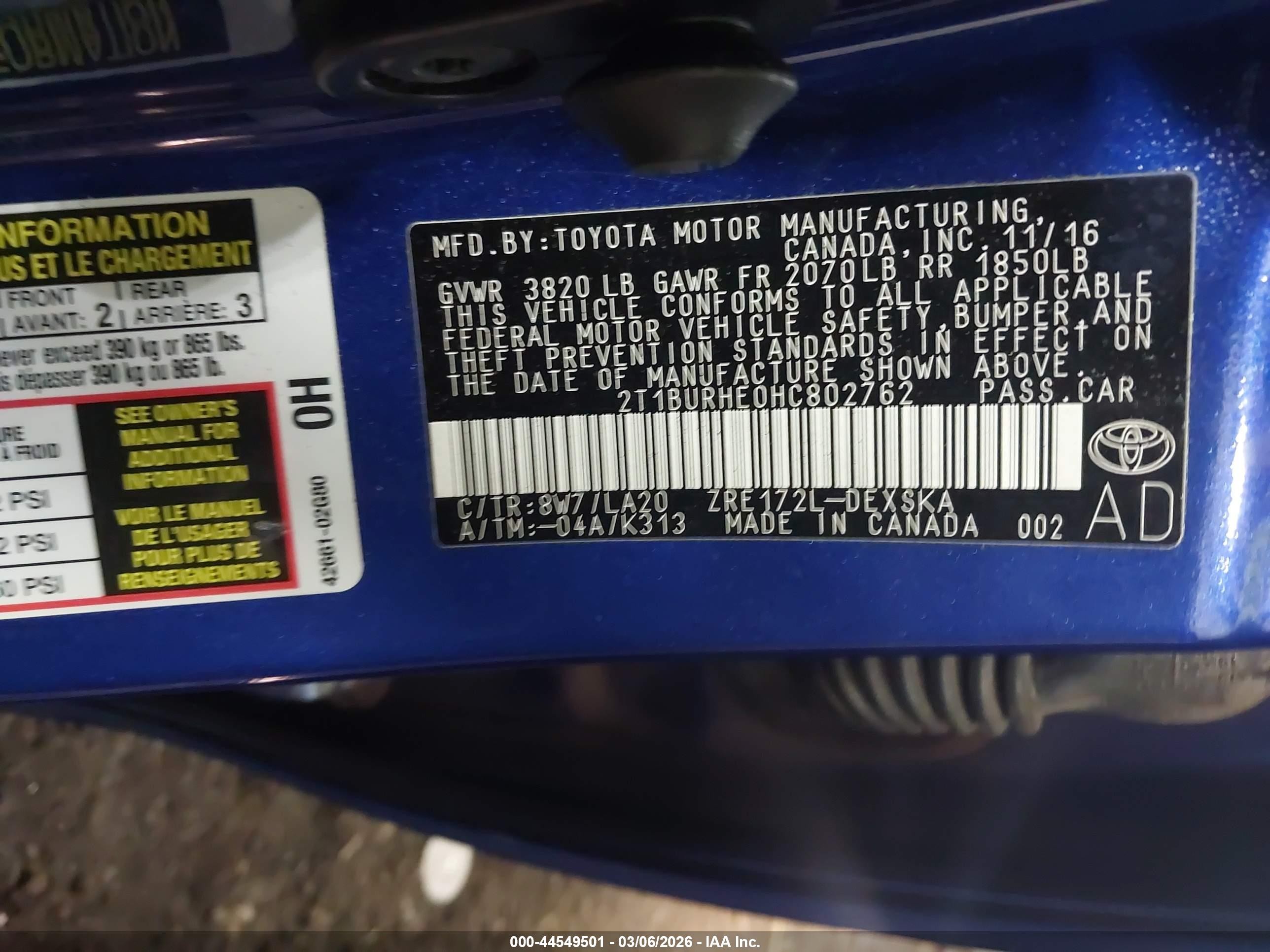 2017 Toyota Corolla Xse Blue vin: 2T1BURHE0HC802762
