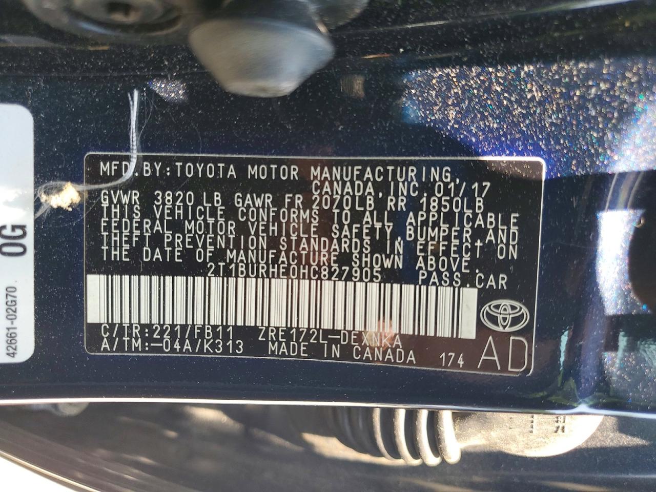 2017 Toyota Corolla Le Blue vin: 2T1BURHE0HC827905