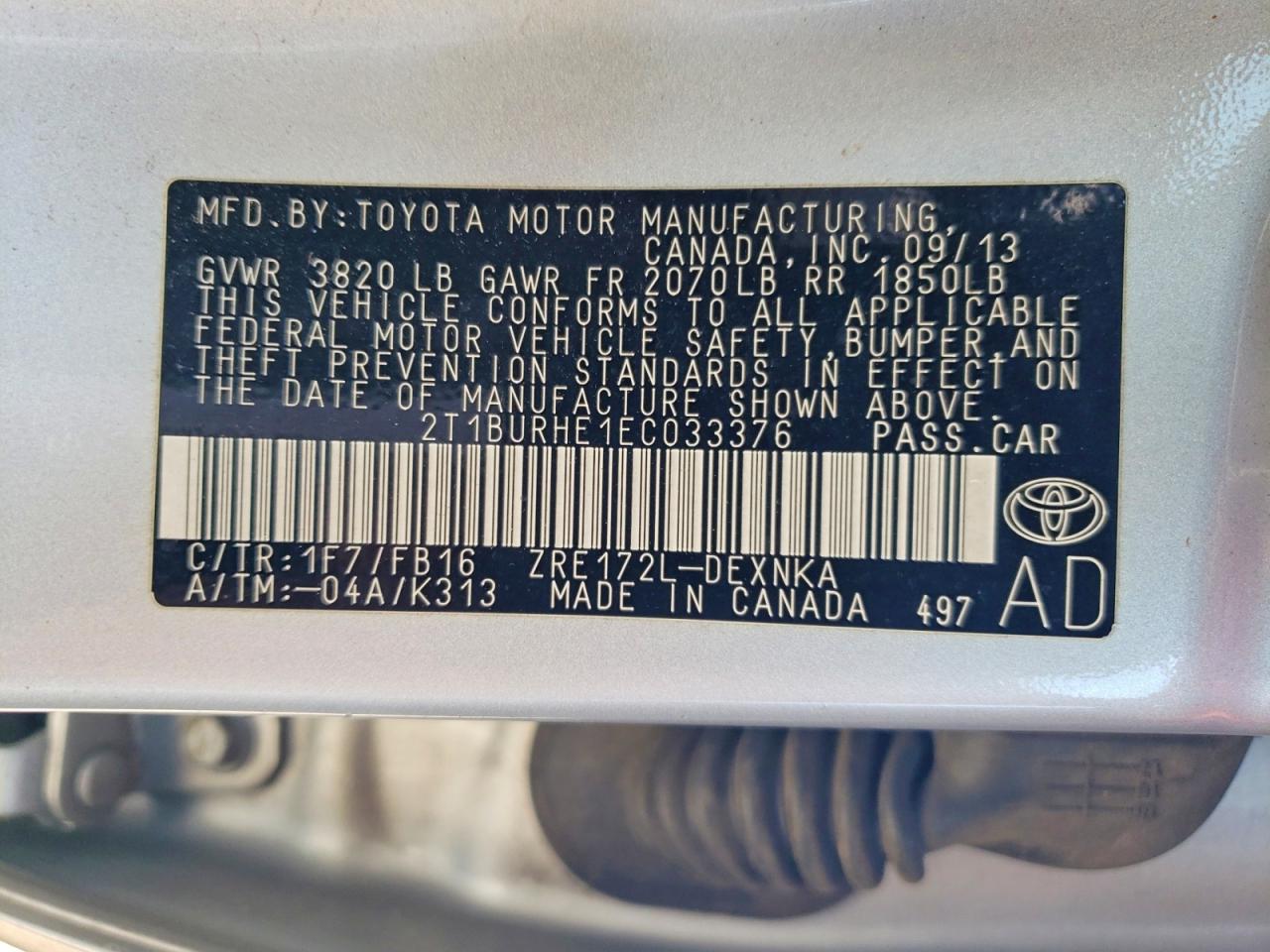 2014 Toyota Corolla Le Silver vin: 2T1BURHE1EC033376