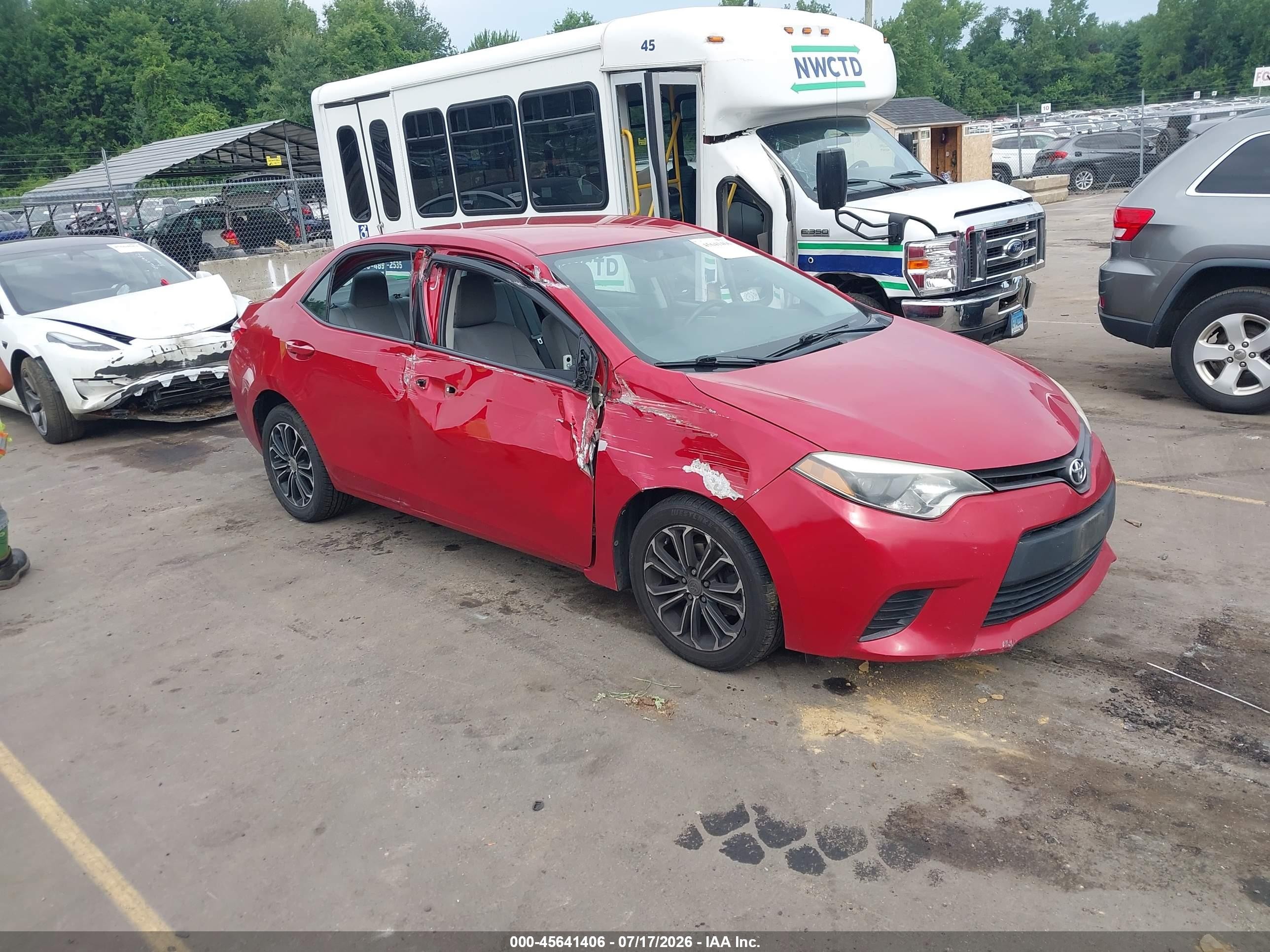 2014 Toyota Corolla Le Red vin: 2T1BURHE1EC073098