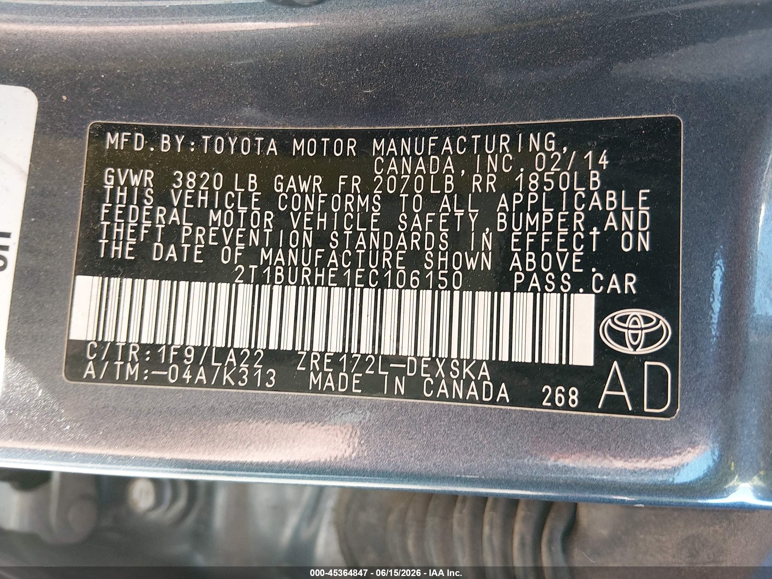 2014 Toyota Corolla S Premium Light Blue vin: 2T1BURHE1EC106150