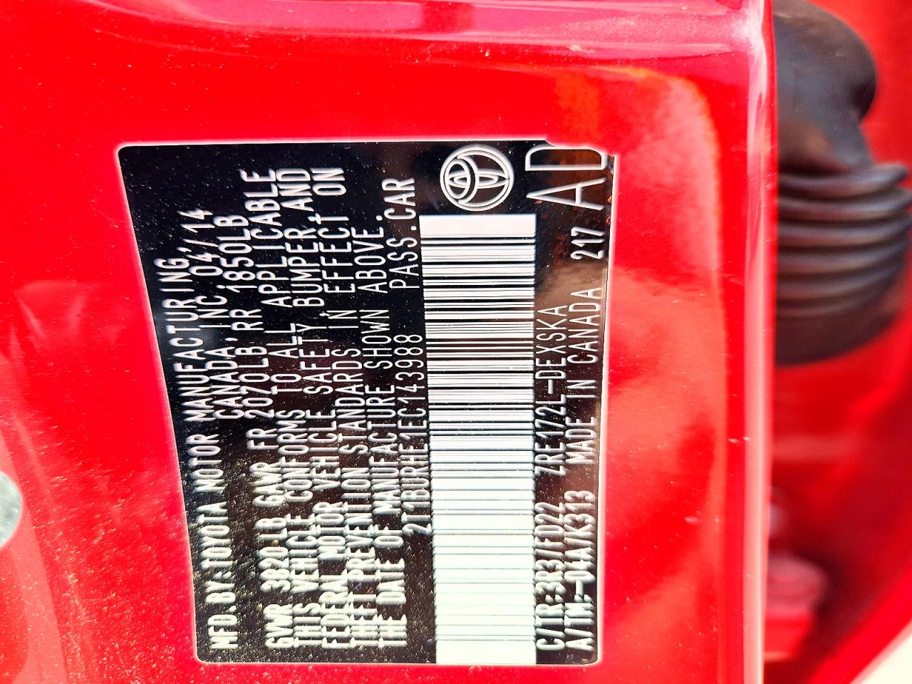 2014 Toyota Corolla S Red vin: 2T1BURHE1EC143988