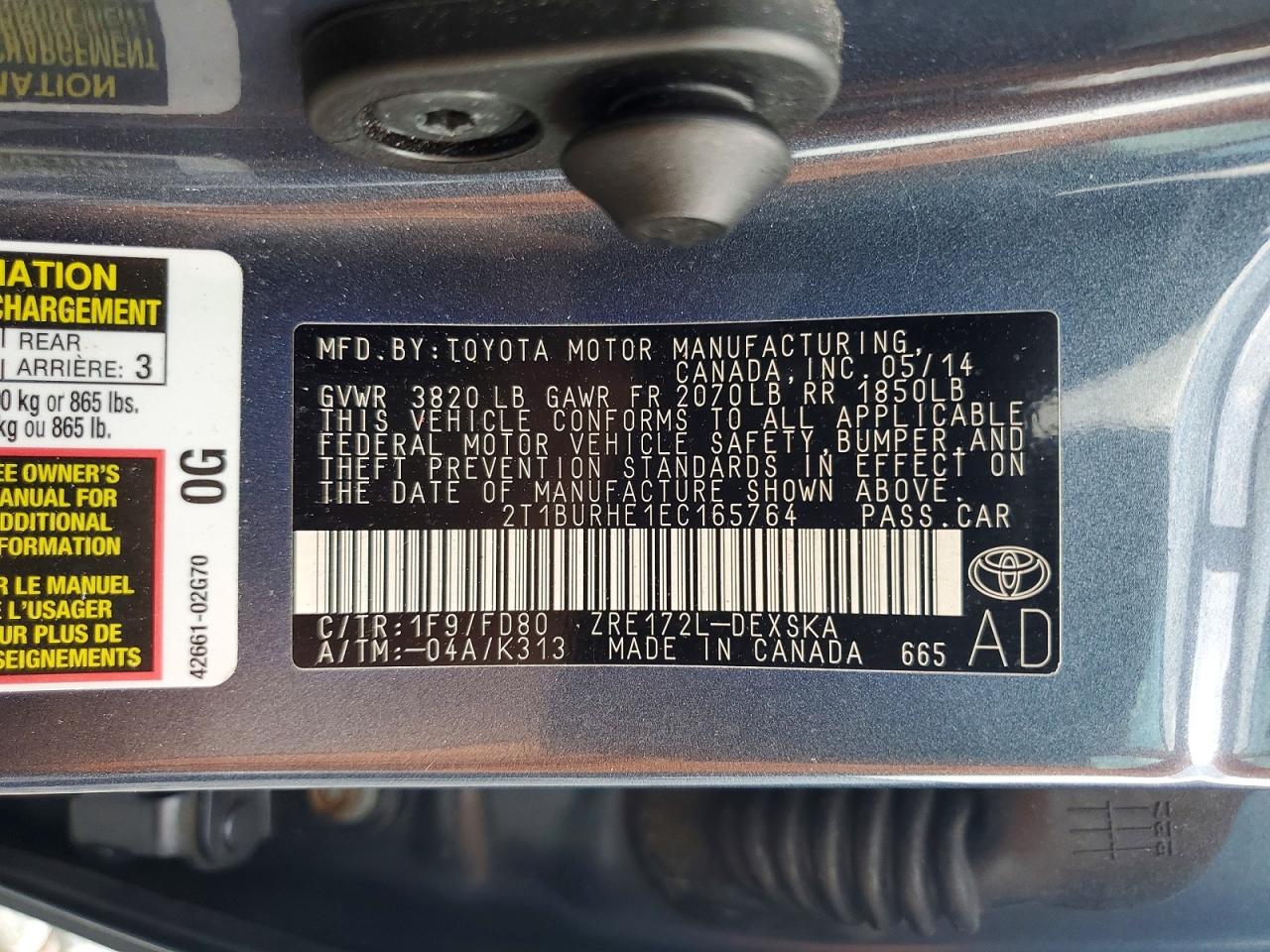 2014 Toyota Corolla S Gray vin: 2T1BURHE1EC165764