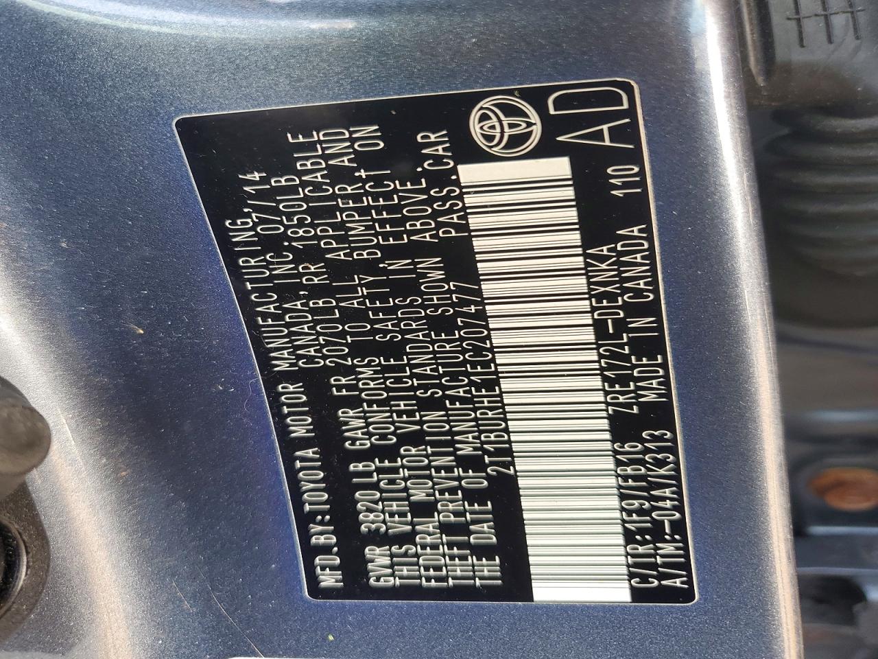 2014 Toyota Corolla Le Gray vin: 2T1BURHE1EC207477