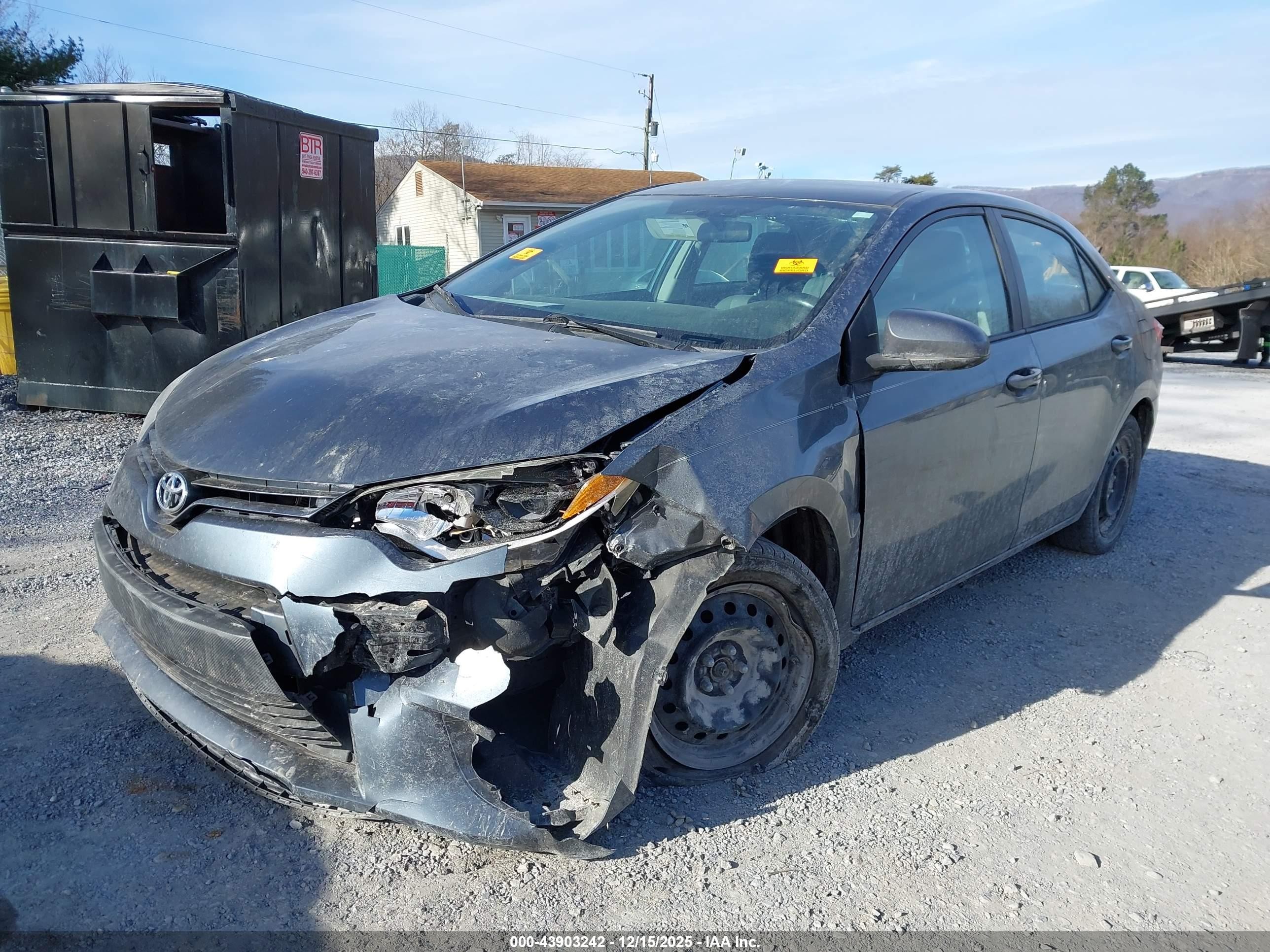 2015 Toyota Corolla Le Gray vin: 2T1BURHE1FC421774