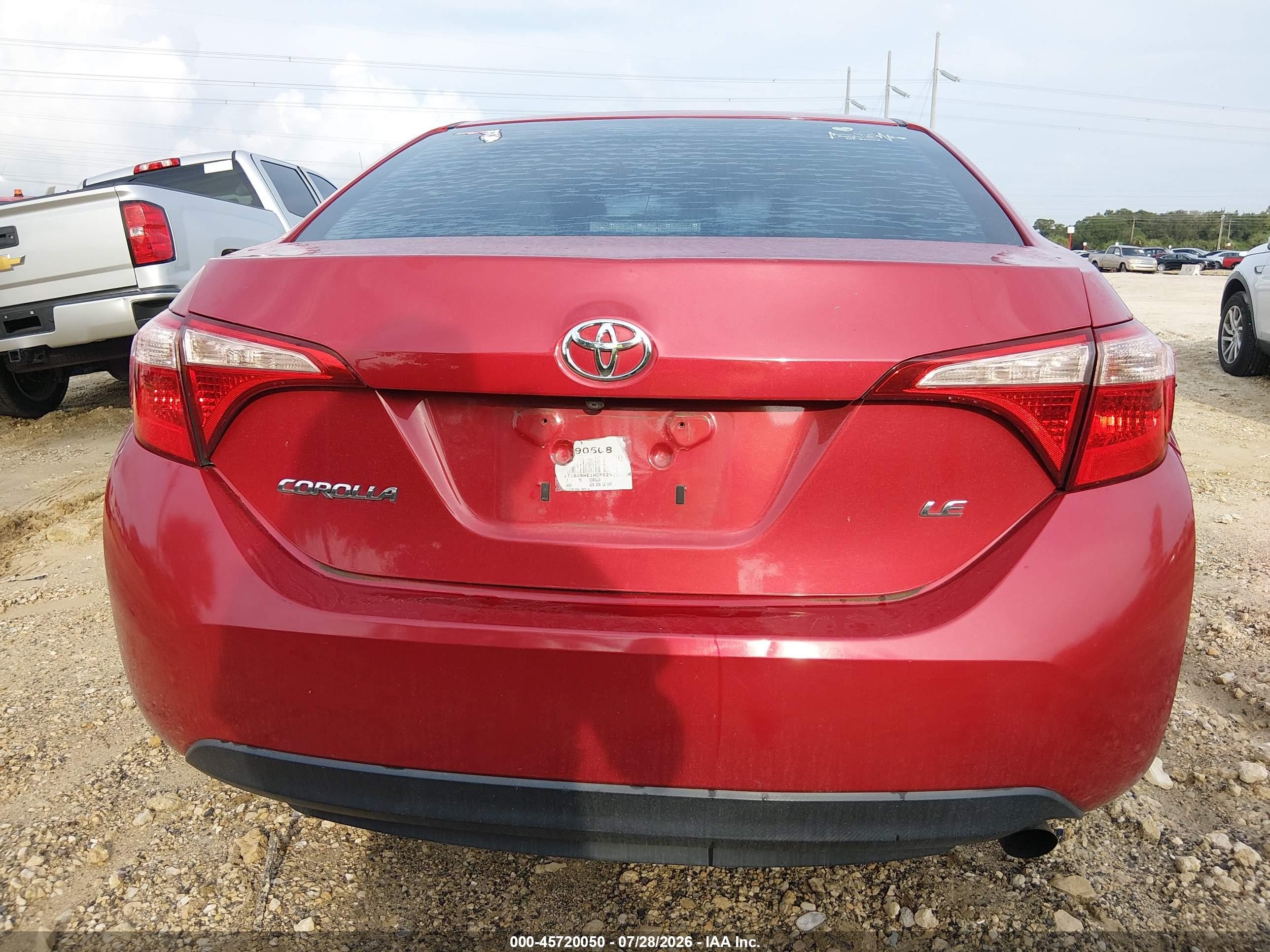 2017 Toyota Corolla Le Red vin: 2T1BURHE1HC752910