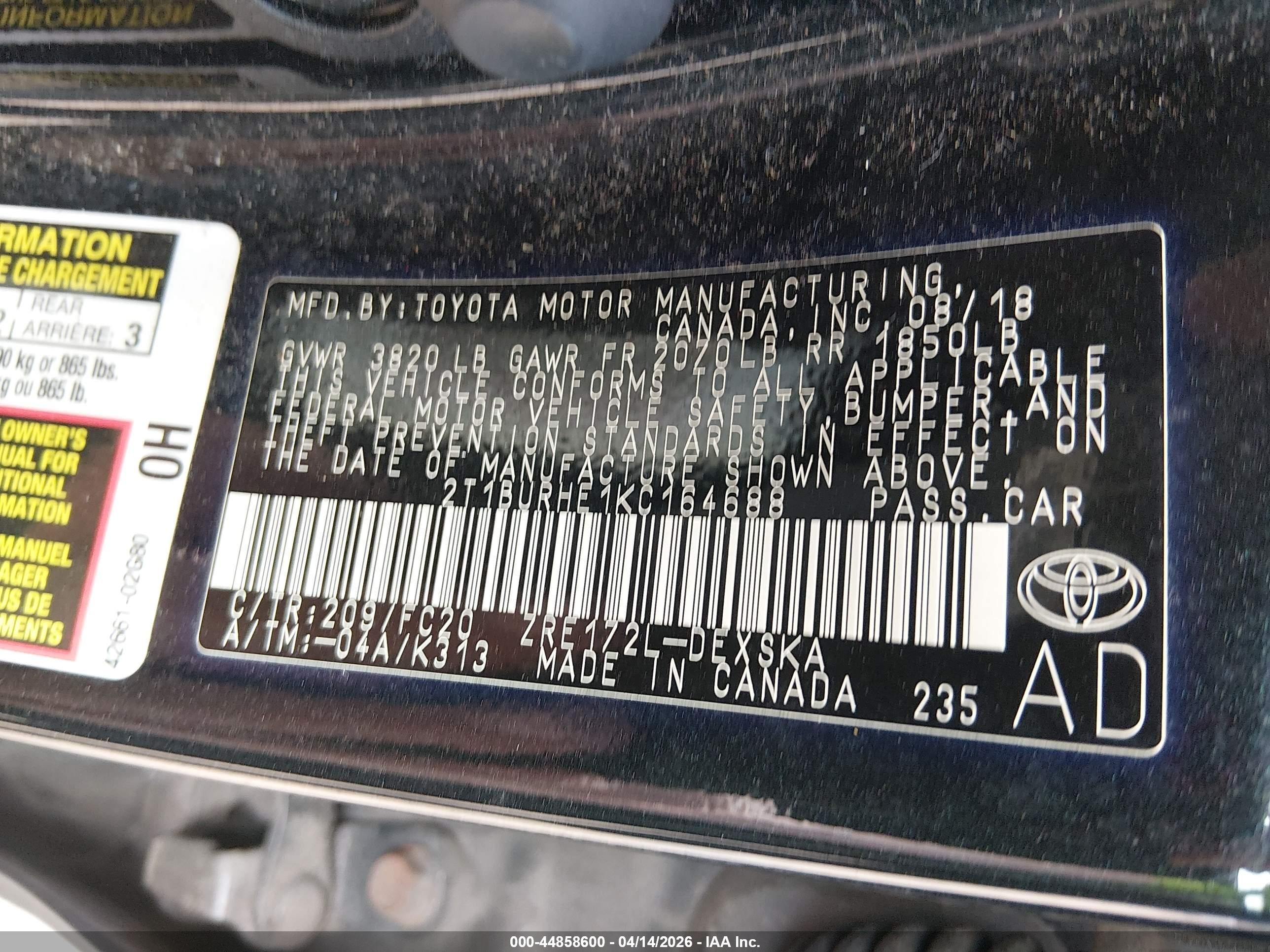 2019 Toyota Corolla Se Black vin: 2T1BURHE1KC164688