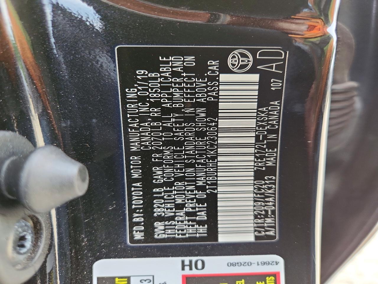 2019 Toyota Corolla Se Black vin: 2T1BURHE1KC230642