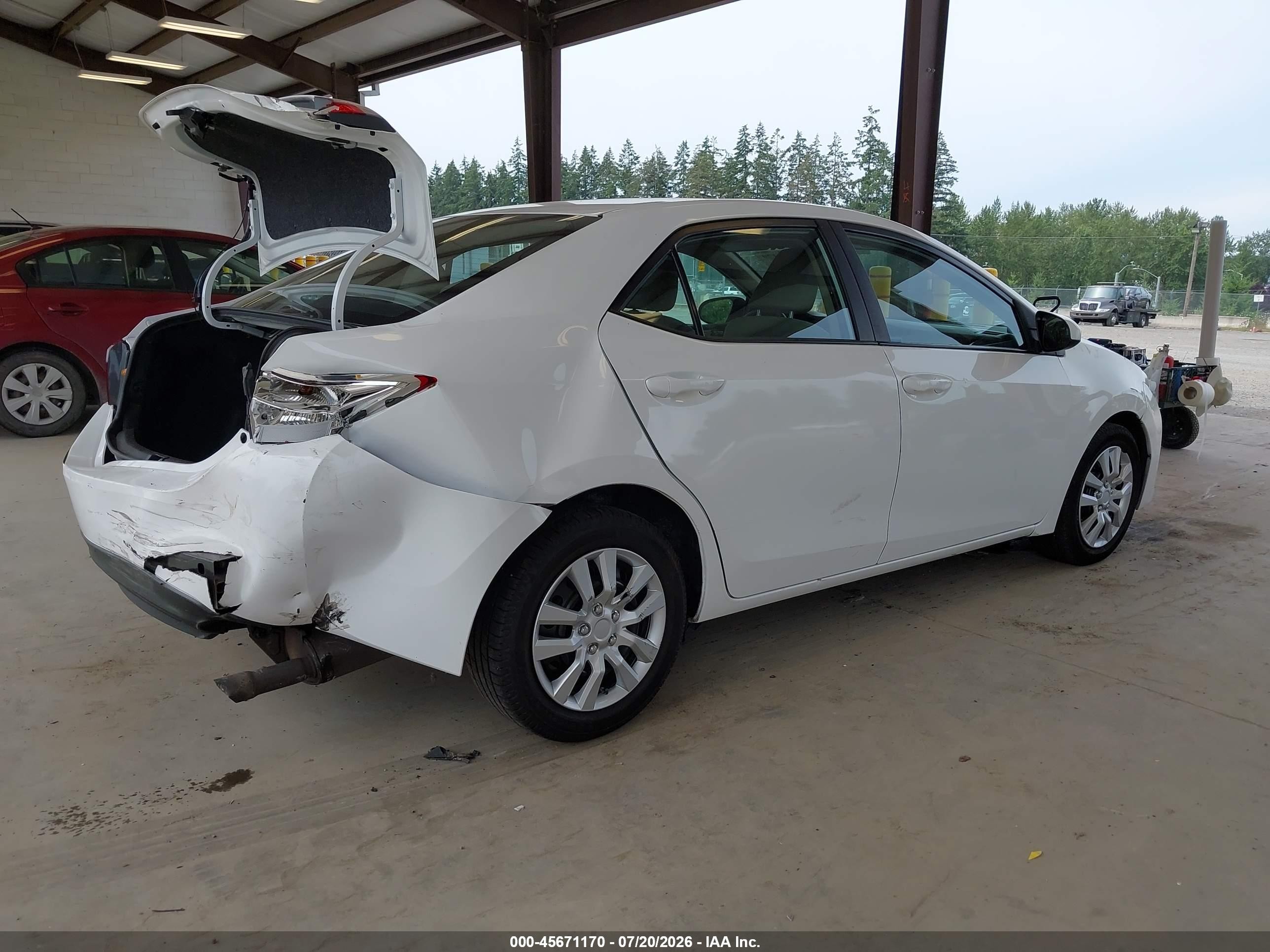 2014 Toyota Corolla Le White vin: 2T1BURHE2EC019308