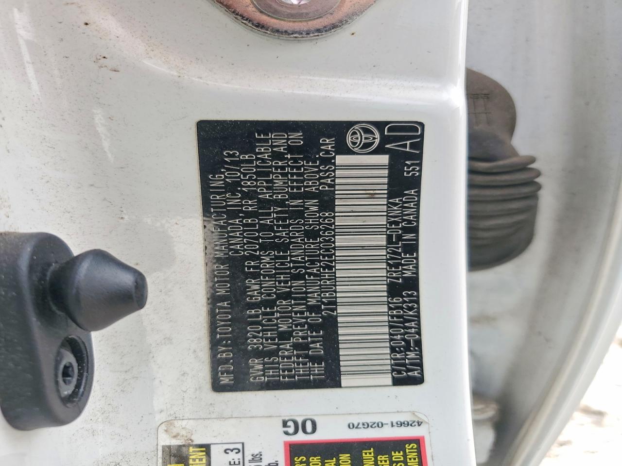 2014 Toyota Corolla Le Белый vin: 2T1BURHE2EC036268