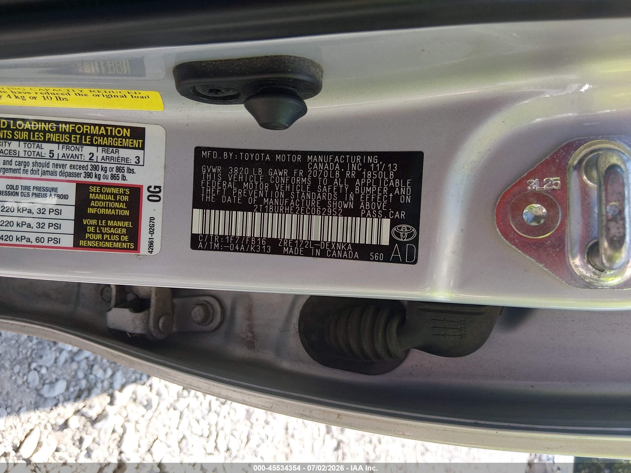 2014 Toyota Corolla Le Silver vin: 2T1BURHE2EC062952