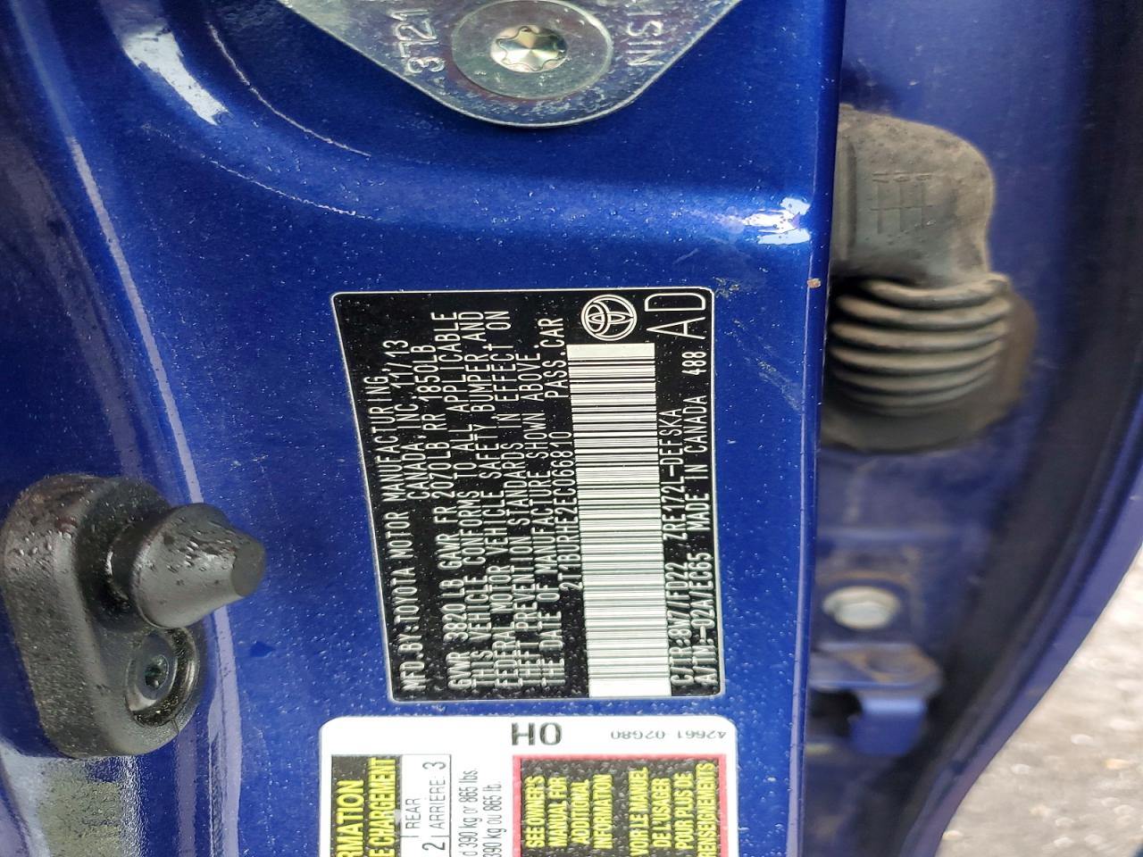 2014 Toyota Corolla S Plus Blue vin: 2T1BURHE2EC066810