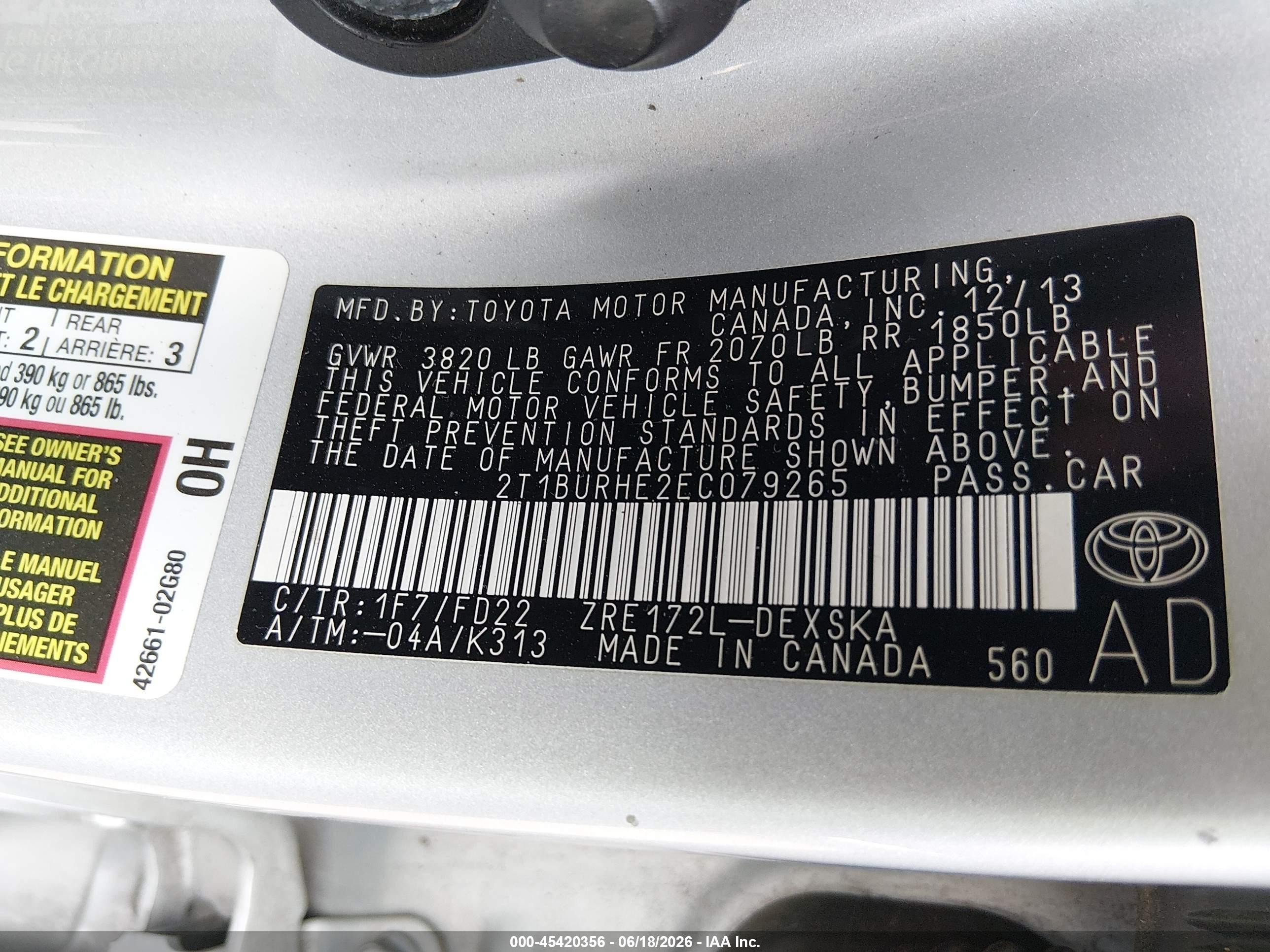 2014 Toyota Corolla S Plus Gray vin: 2T1BURHE2EC079265