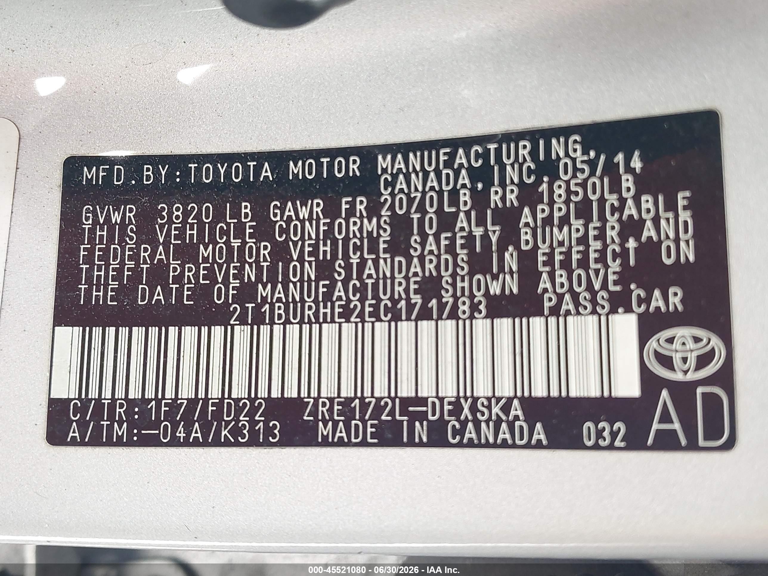 2014 Toyota Corolla S Plus Silver vin: 2T1BURHE2EC171783