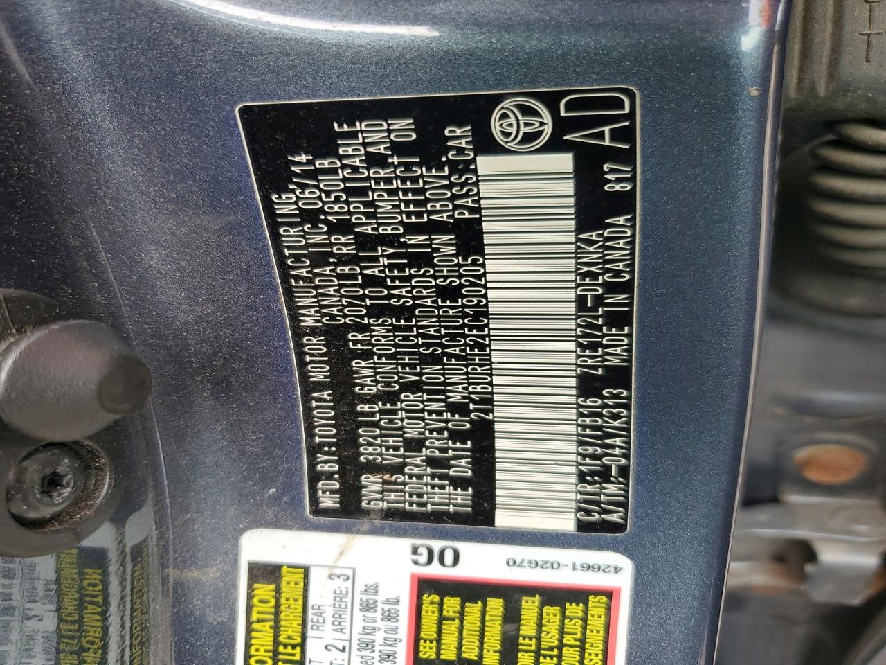 2014 Toyota Corolla Le Blue vin: 2T1BURHE2EC190205