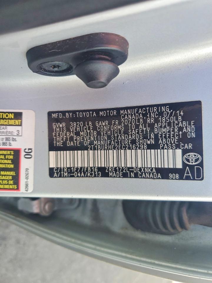 2014 Toyota Corolla Le Silver vin: 2T1BURHE2EC216298
