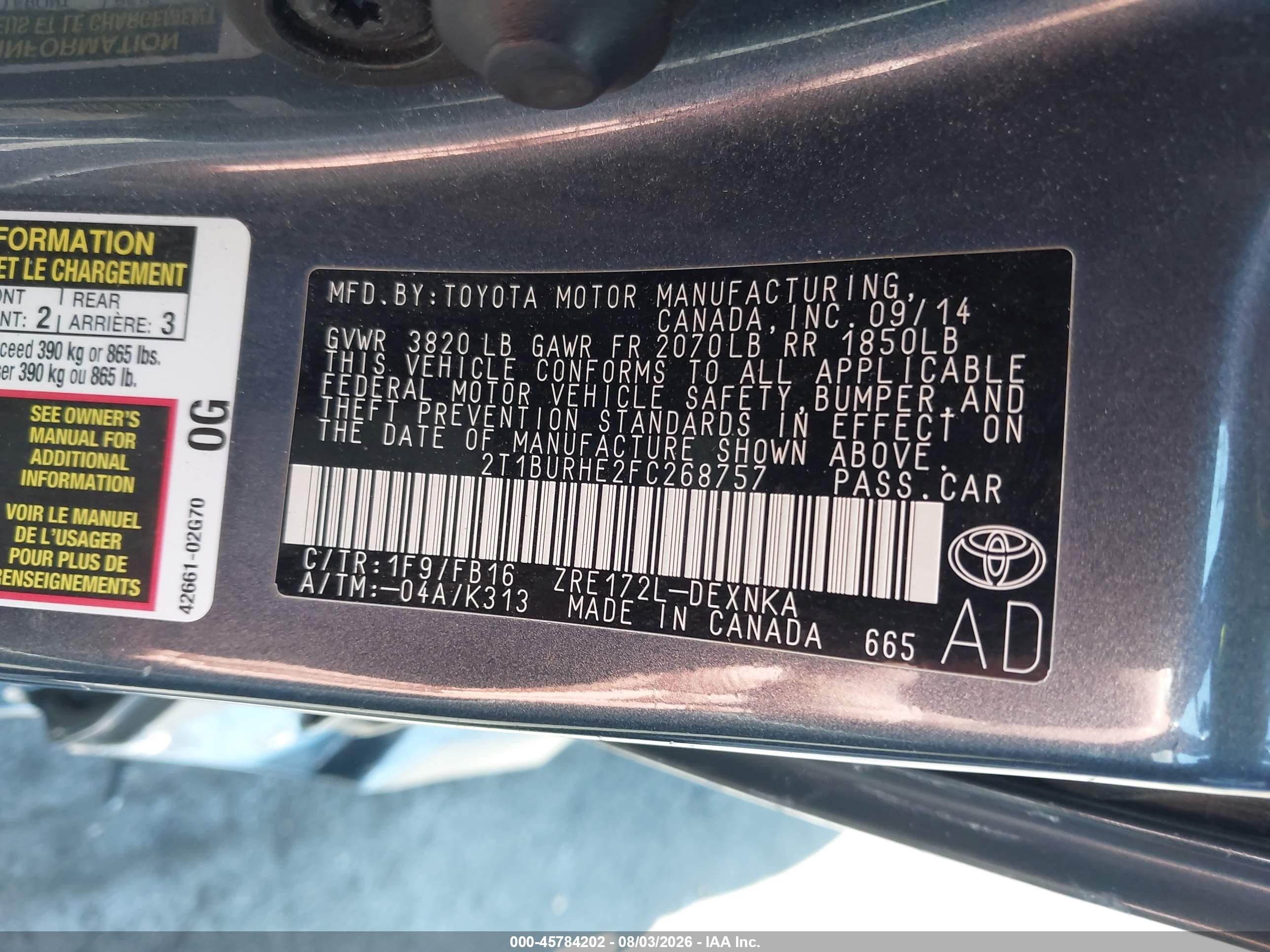 2015 Toyota Corolla Le Plus Синий vin: 2T1BURHE2FC268757