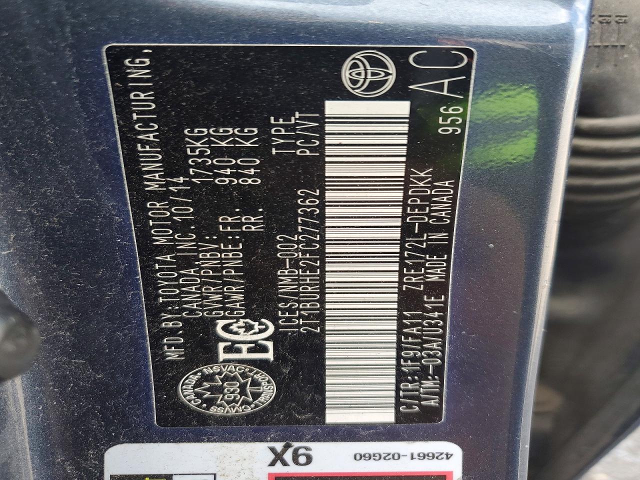 2015 Toyota Corolla L Blue vin: 2T1BURHE2FC277362