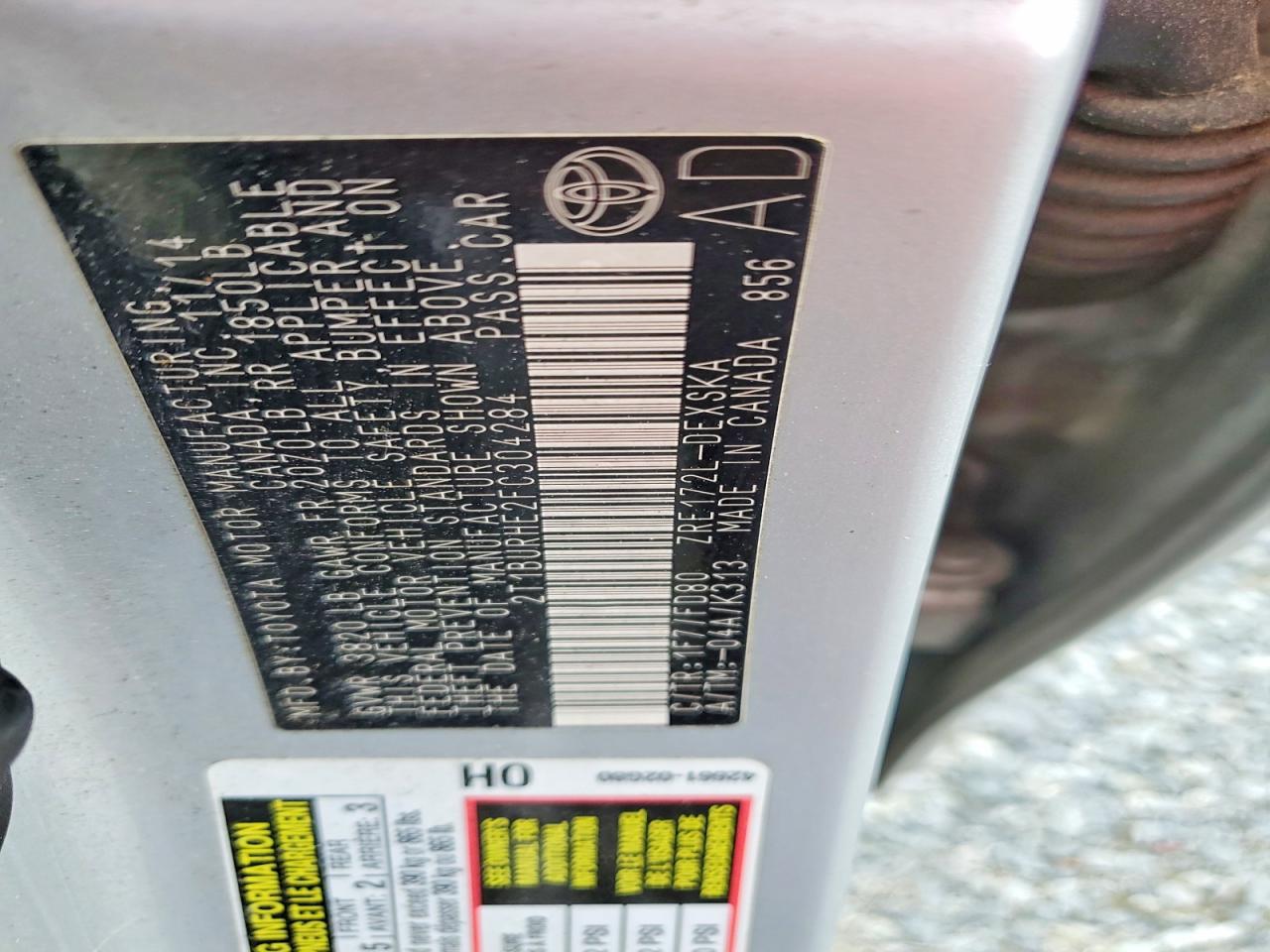 2015 Toyota Corolla S Plus Silver vin: 2T1BURHE2FC304284