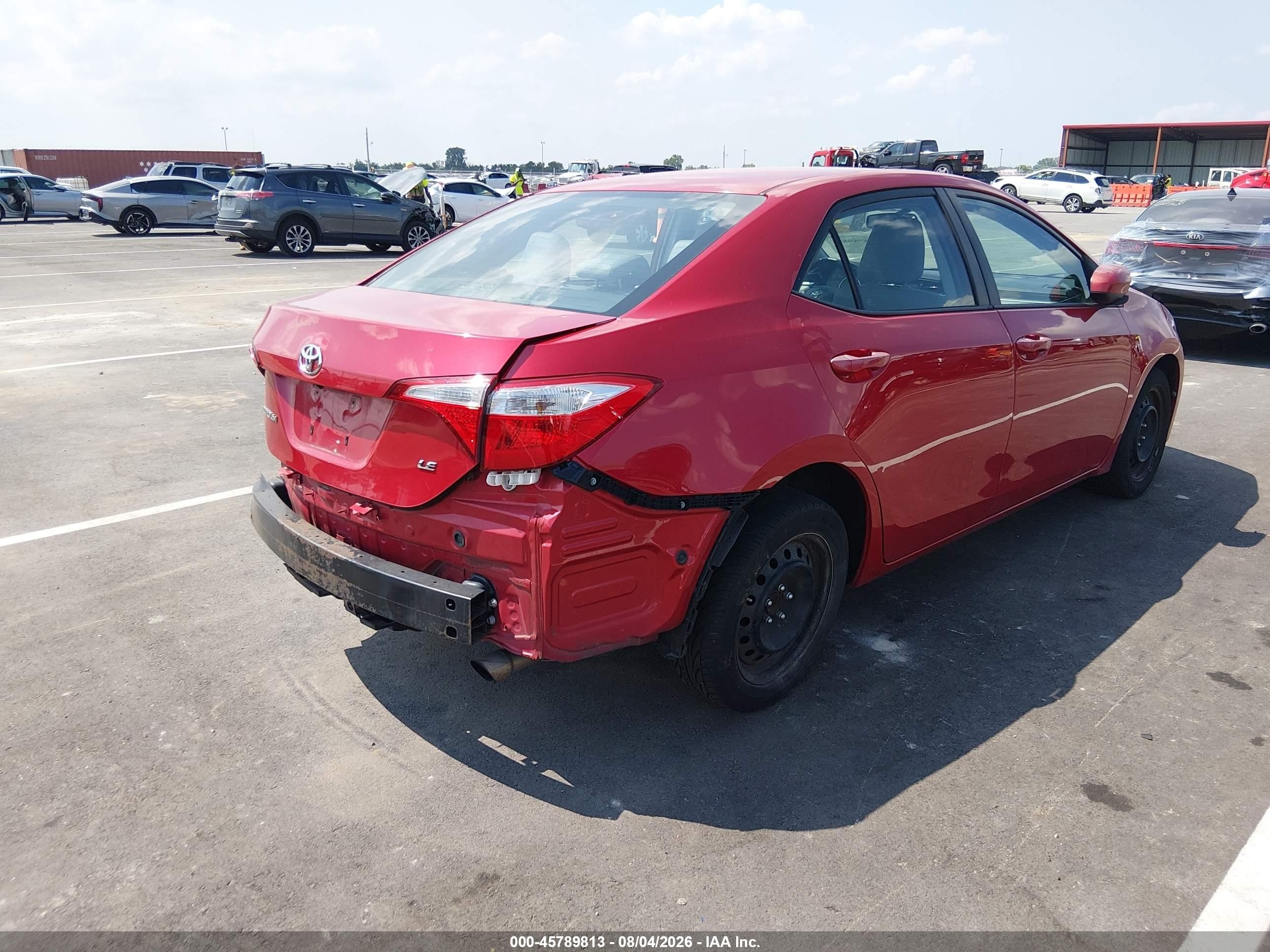 2015 Toyota Corolla Le Red vin: 2T1BURHE2FC397761