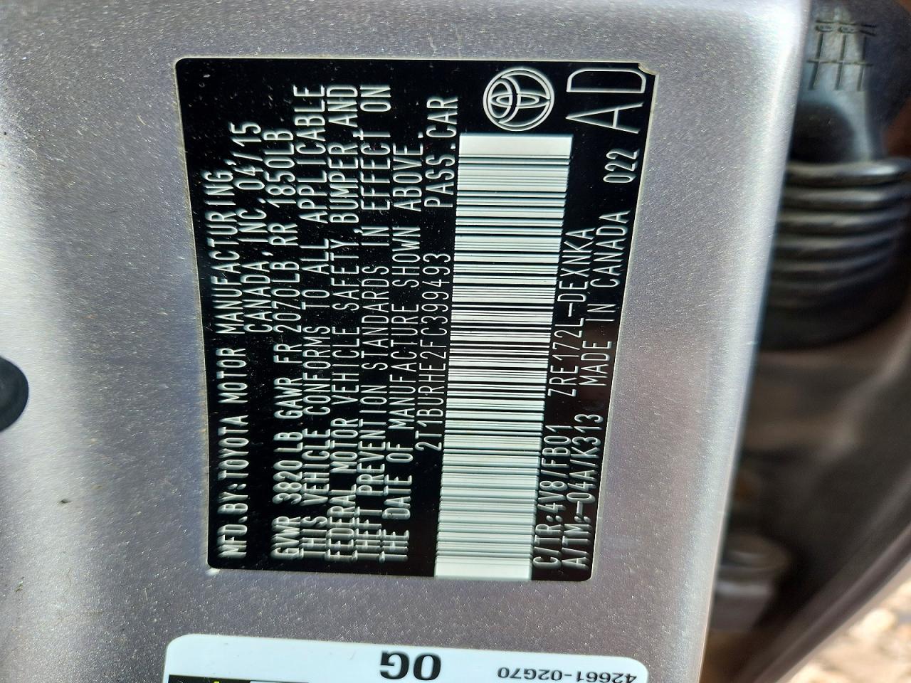 2015 Toyota Corolla Le Желто-коричневый vin: 2T1BURHE2FC399493