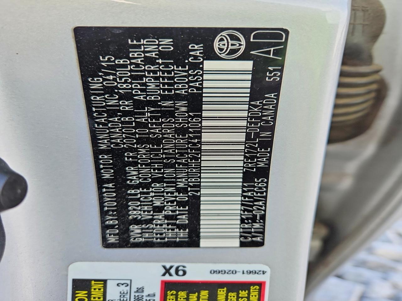 2015 Toyota Corolla L Silver vin: 2T1BURHE2FC411061