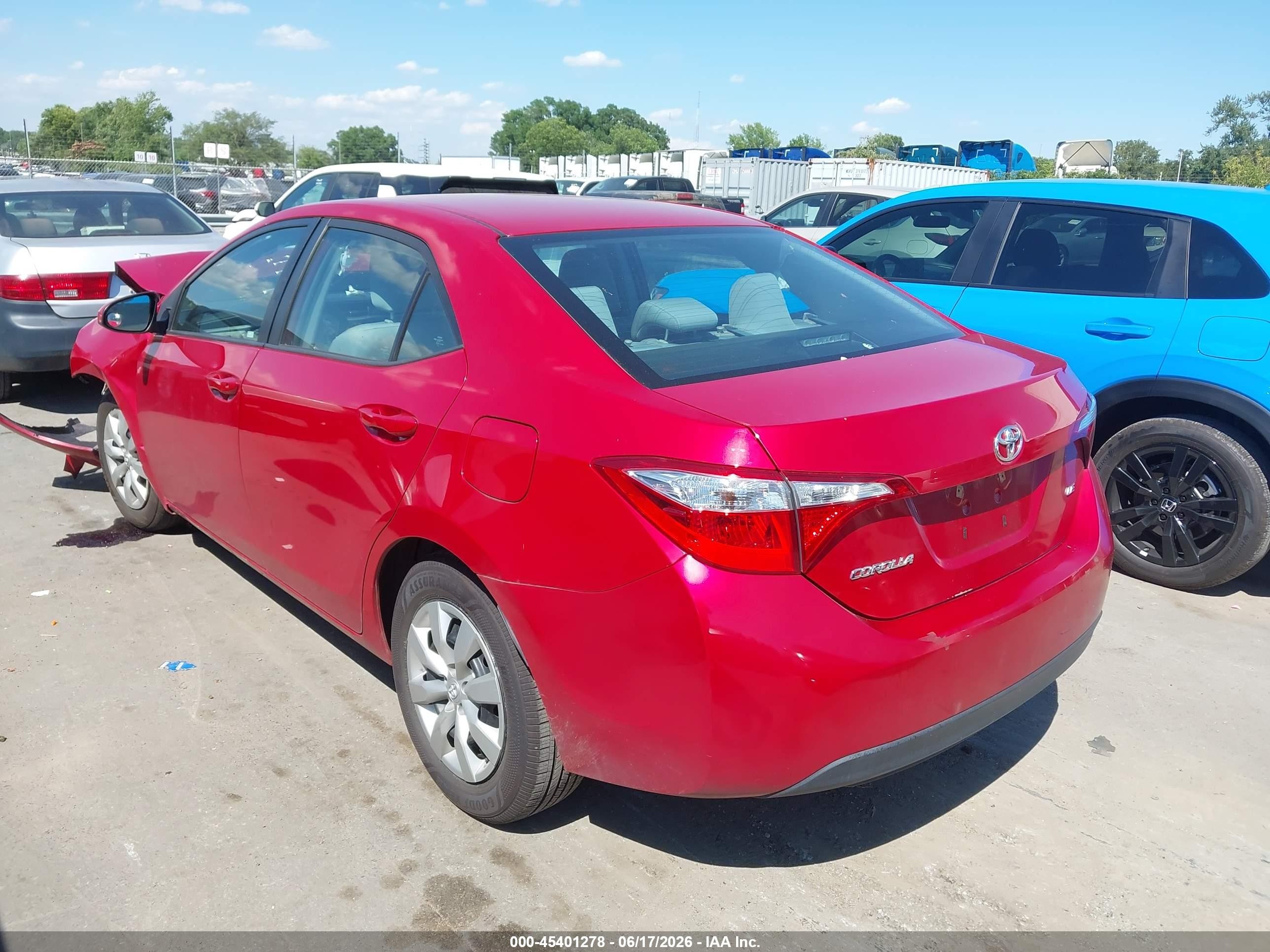 2015 Toyota Corolla Le Red vin: 2T1BURHE2FC476945