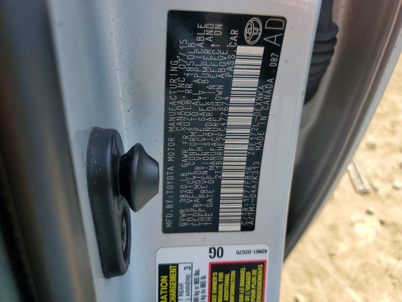 2015 Toyota Corolla Le Silver vin: 2T1BURHE2FC477674