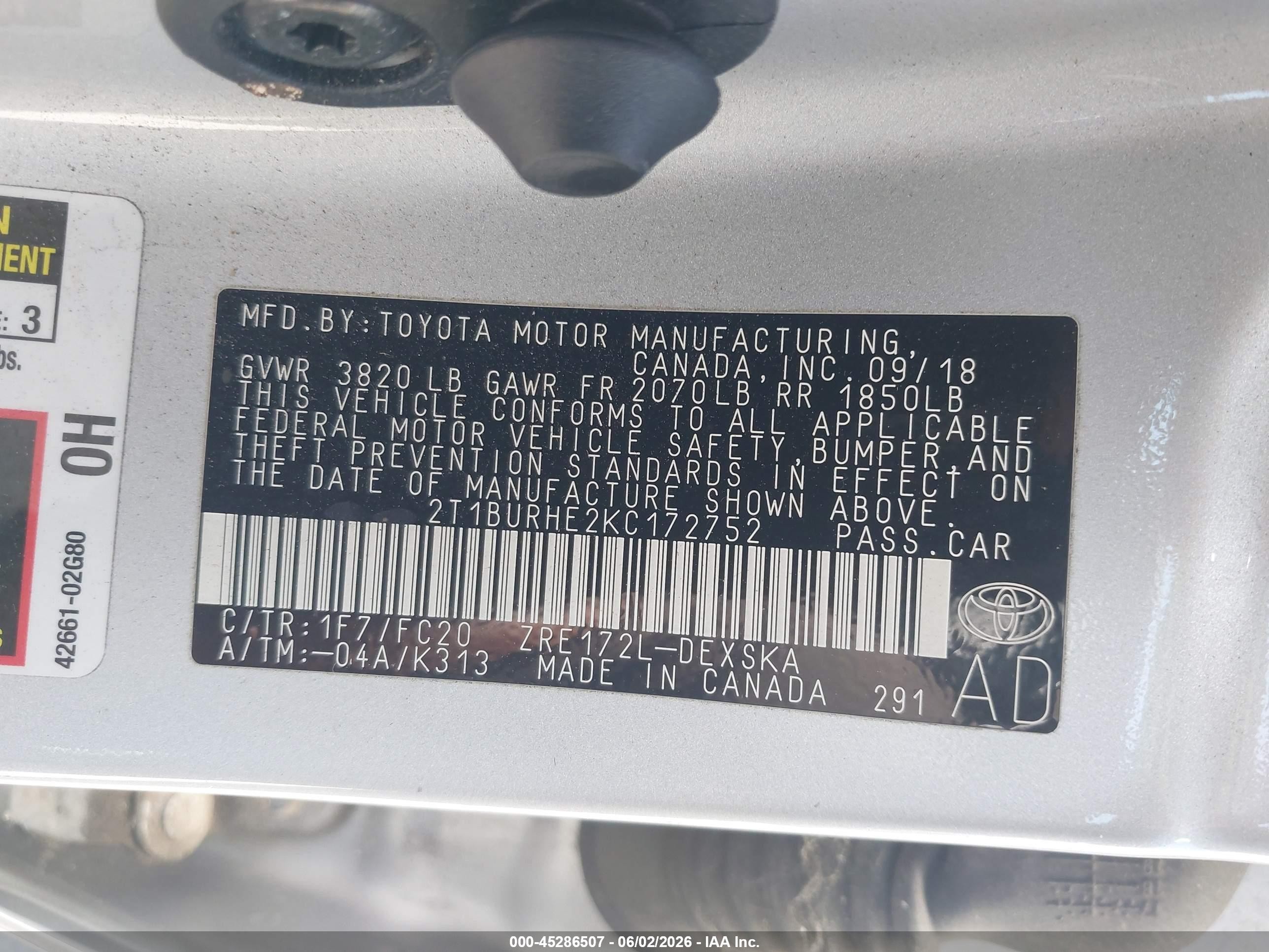 2019 Toyota Corolla Se Серебряный vin: 2T1BURHE2KC172752