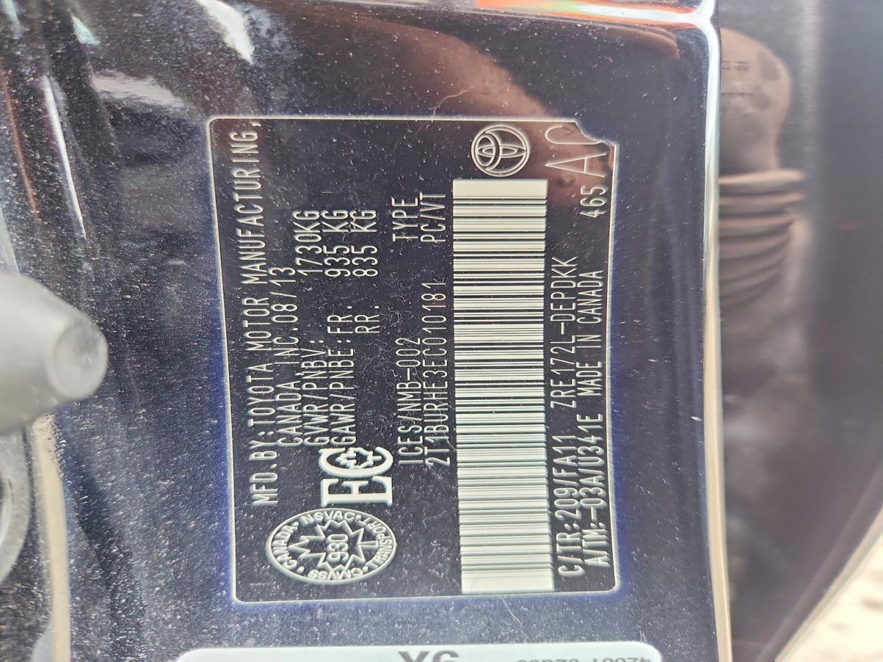 2014 Toyota Corolla L Черный vin: 2T1BURHE3EC010181