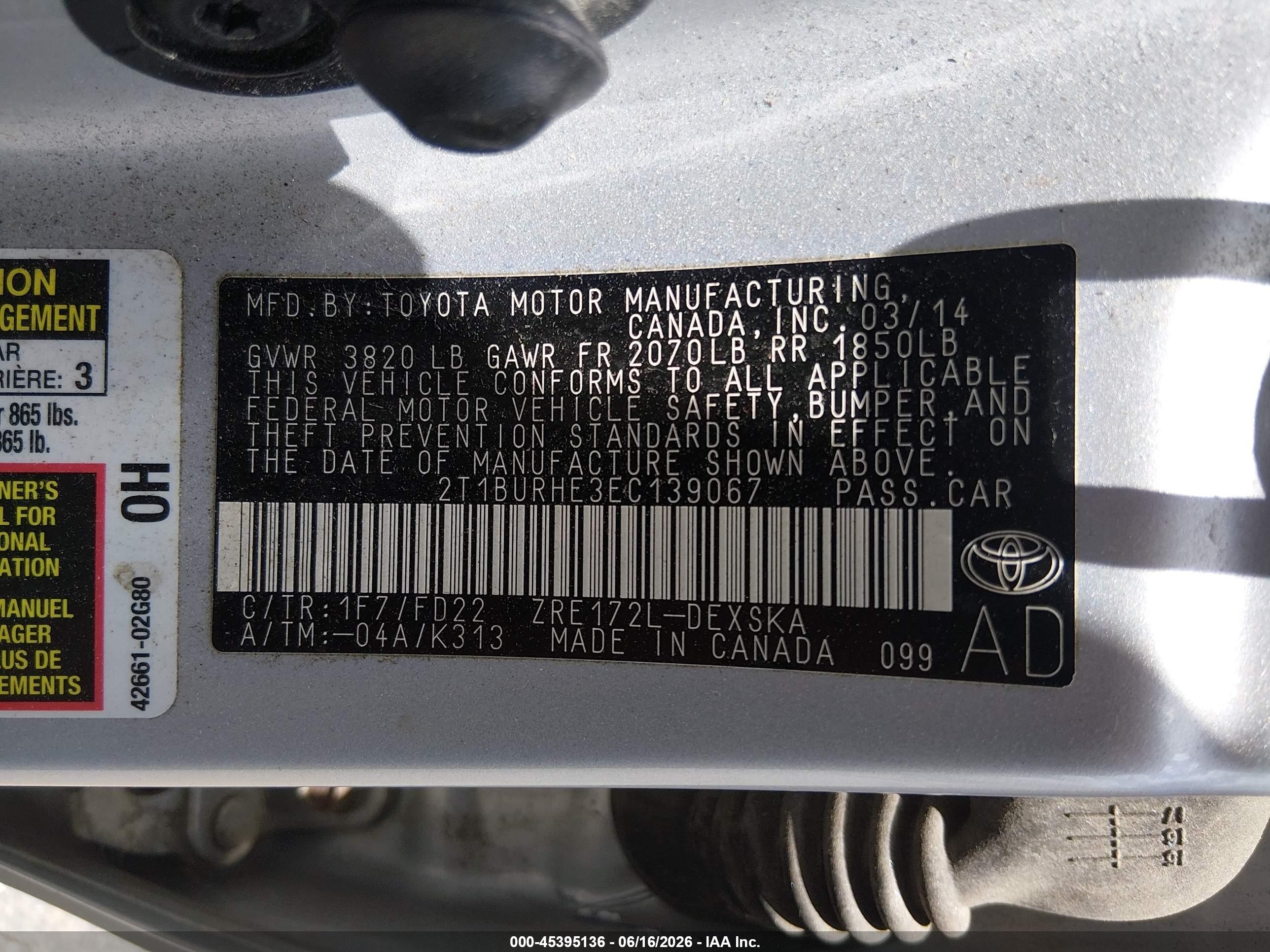 2014 Toyota Corolla S Plus Silver vin: 2T1BURHE3EC139067