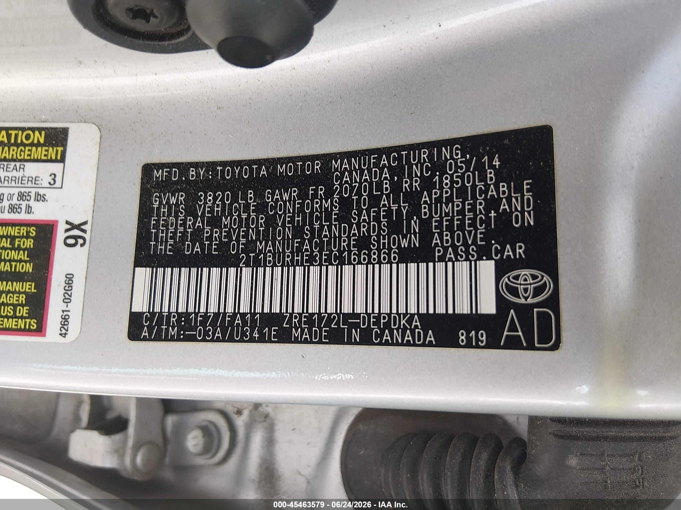 2014 Toyota Corolla L Silver vin: 2T1BURHE3EC166866