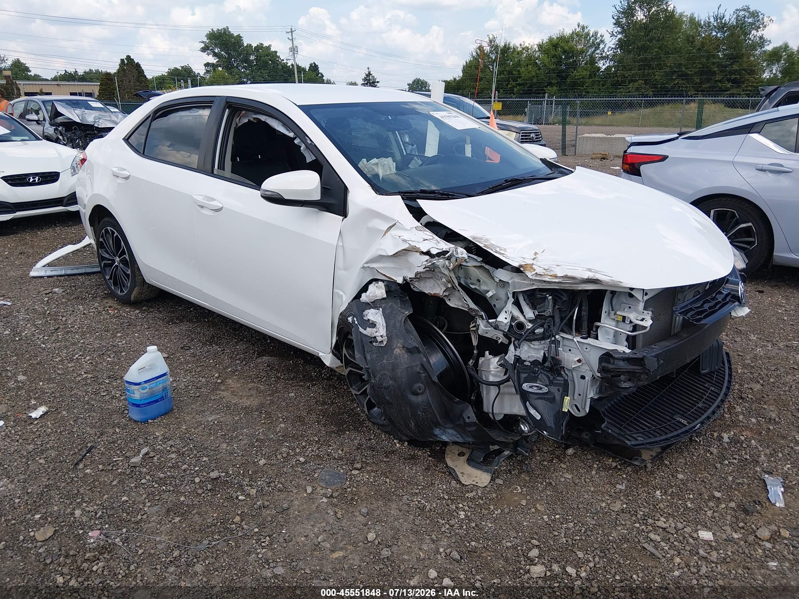 2015 Toyota Corolla S Plus White vin: 2T1BURHE3FC232687