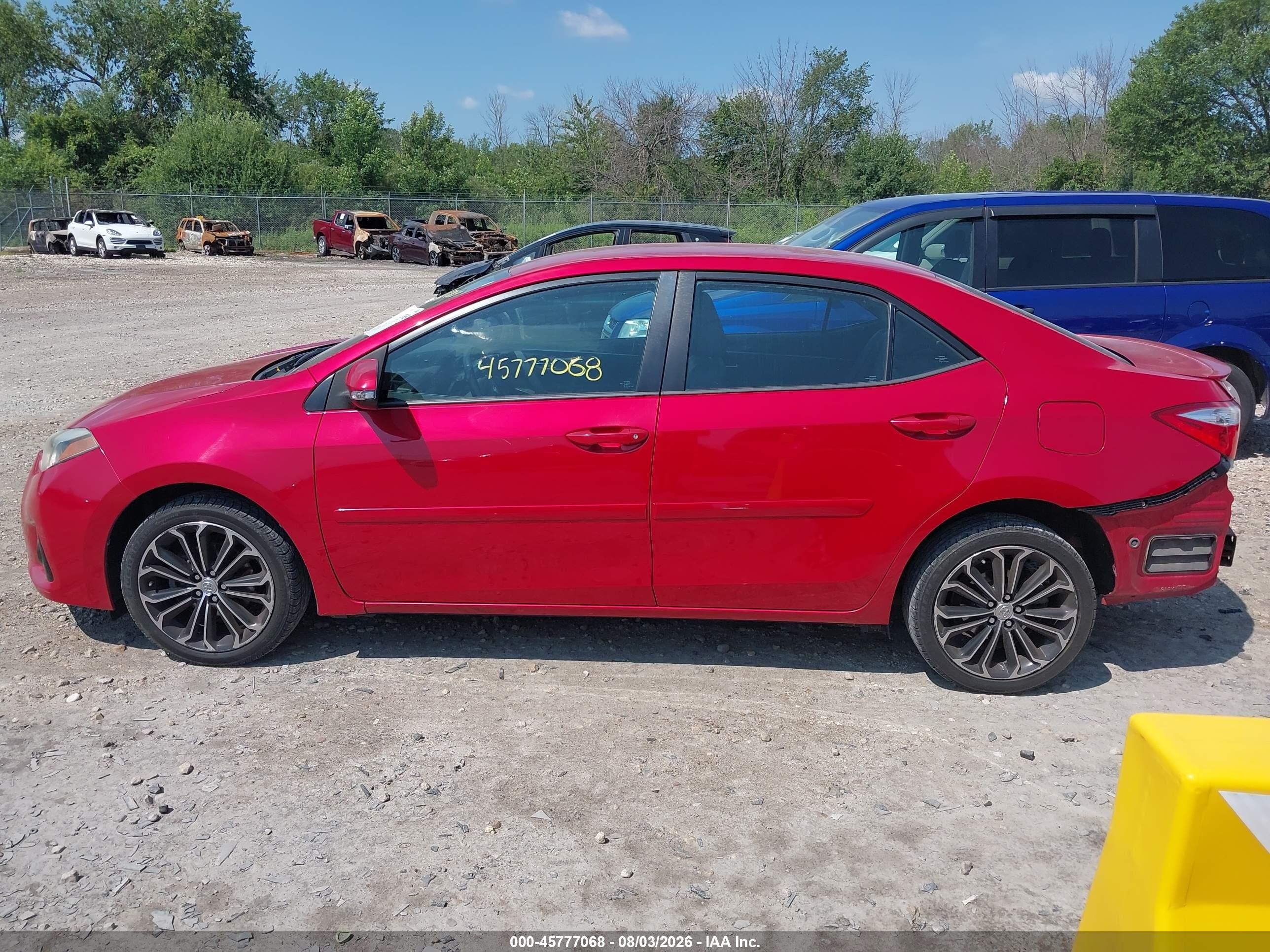 2015 Toyota Corolla S Plus Red vin: 2T1BURHE3FC245309