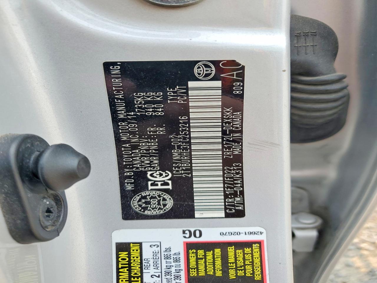 2015 Toyota Corolla L Silver vin: 2T1BURHE3FC253216