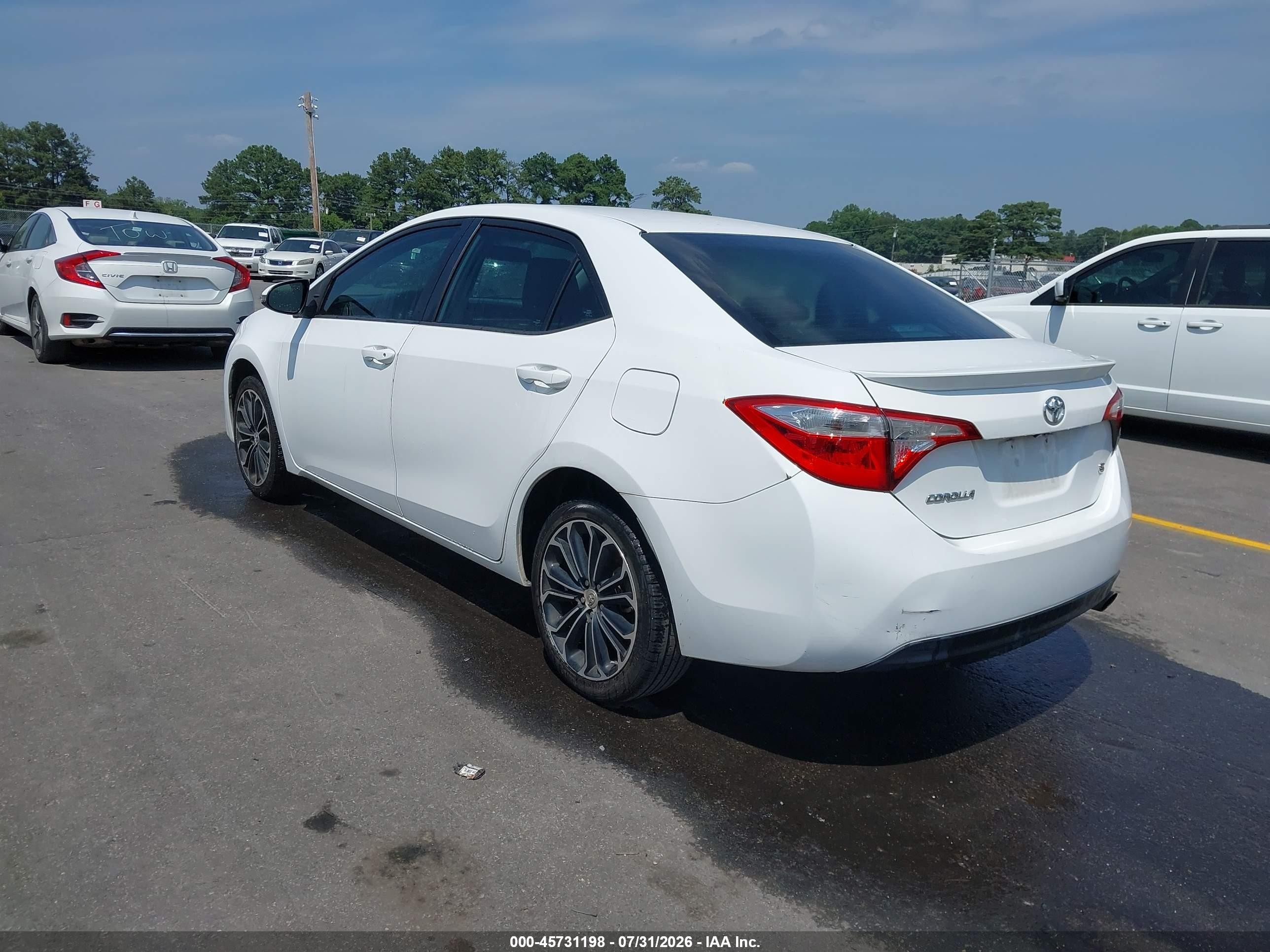 2015 Toyota Corolla S Plus White vin: 2T1BURHE3FC372612