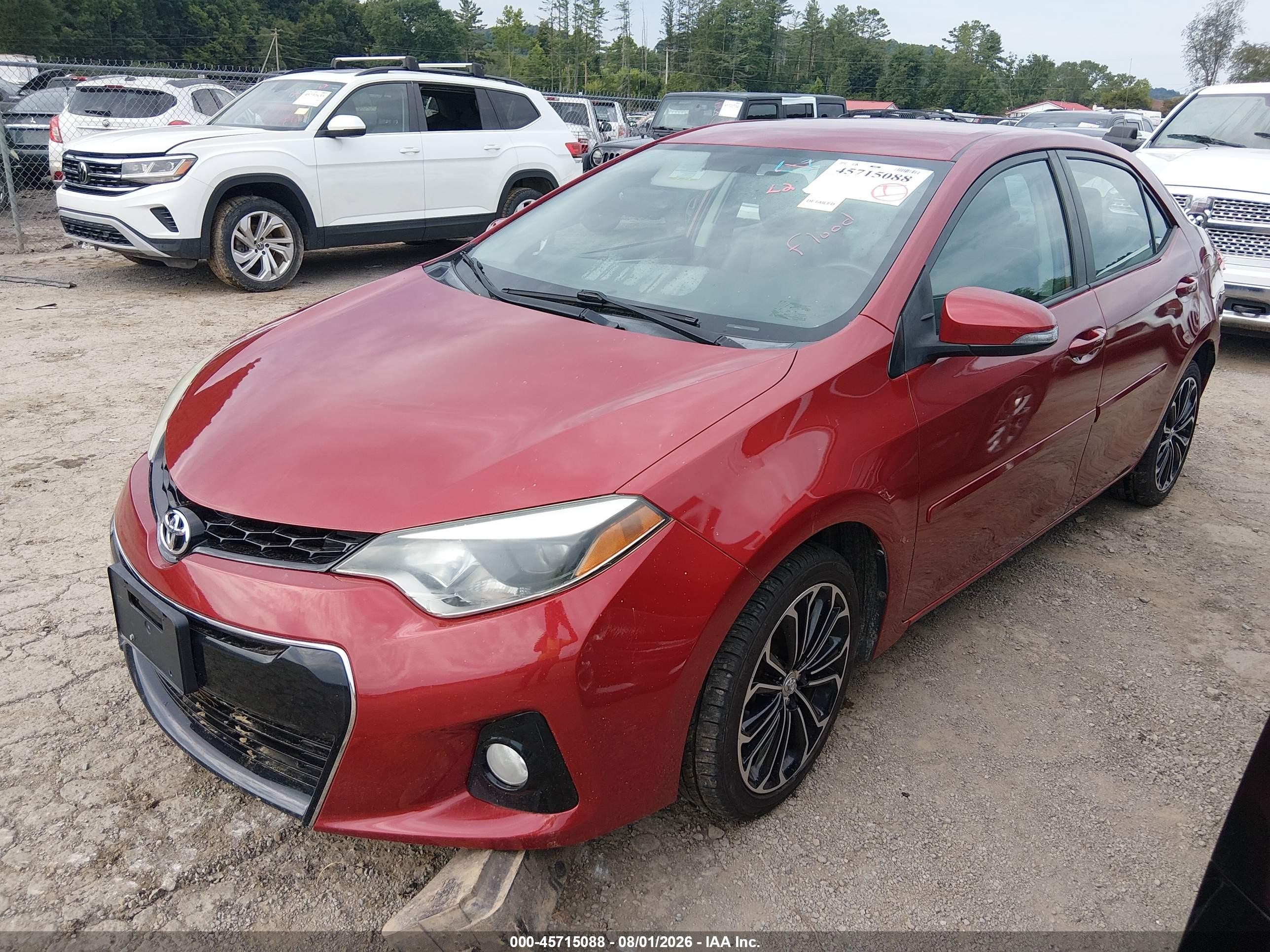 2015 Toyota Corolla S Plus Red vin: 2T1BURHE3FC461998
