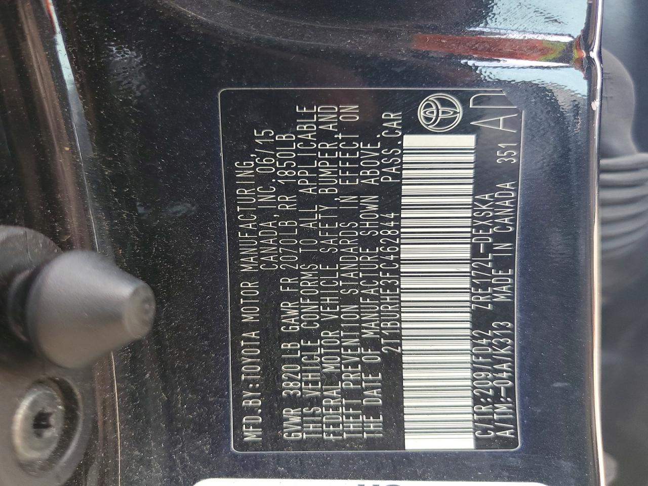 2015 Toyota Corolla S Plus Black vin: 2T1BURHE3FC462844