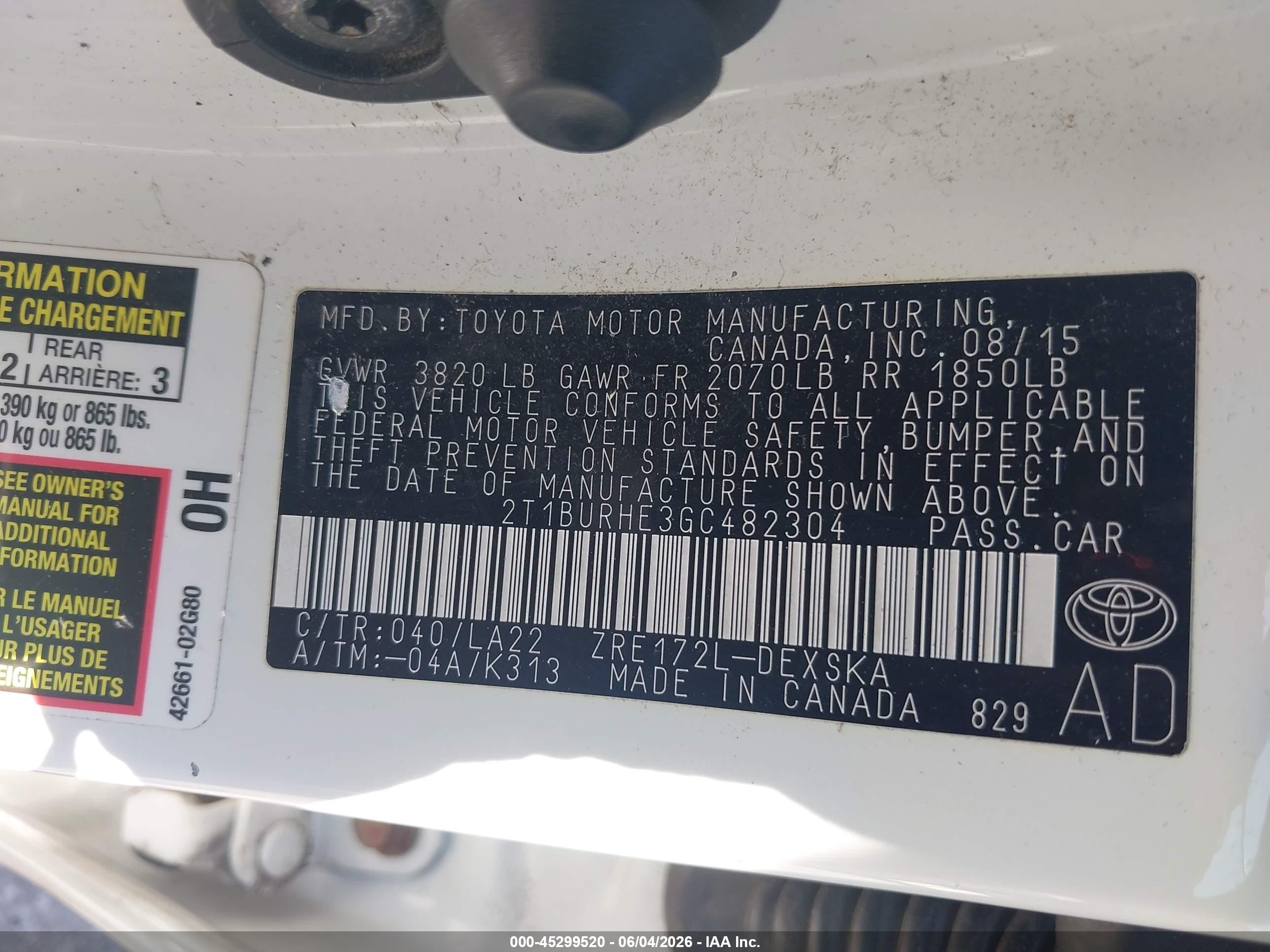 2016 Toyota Corolla S Premium White vin: 2T1BURHE3GC482304
