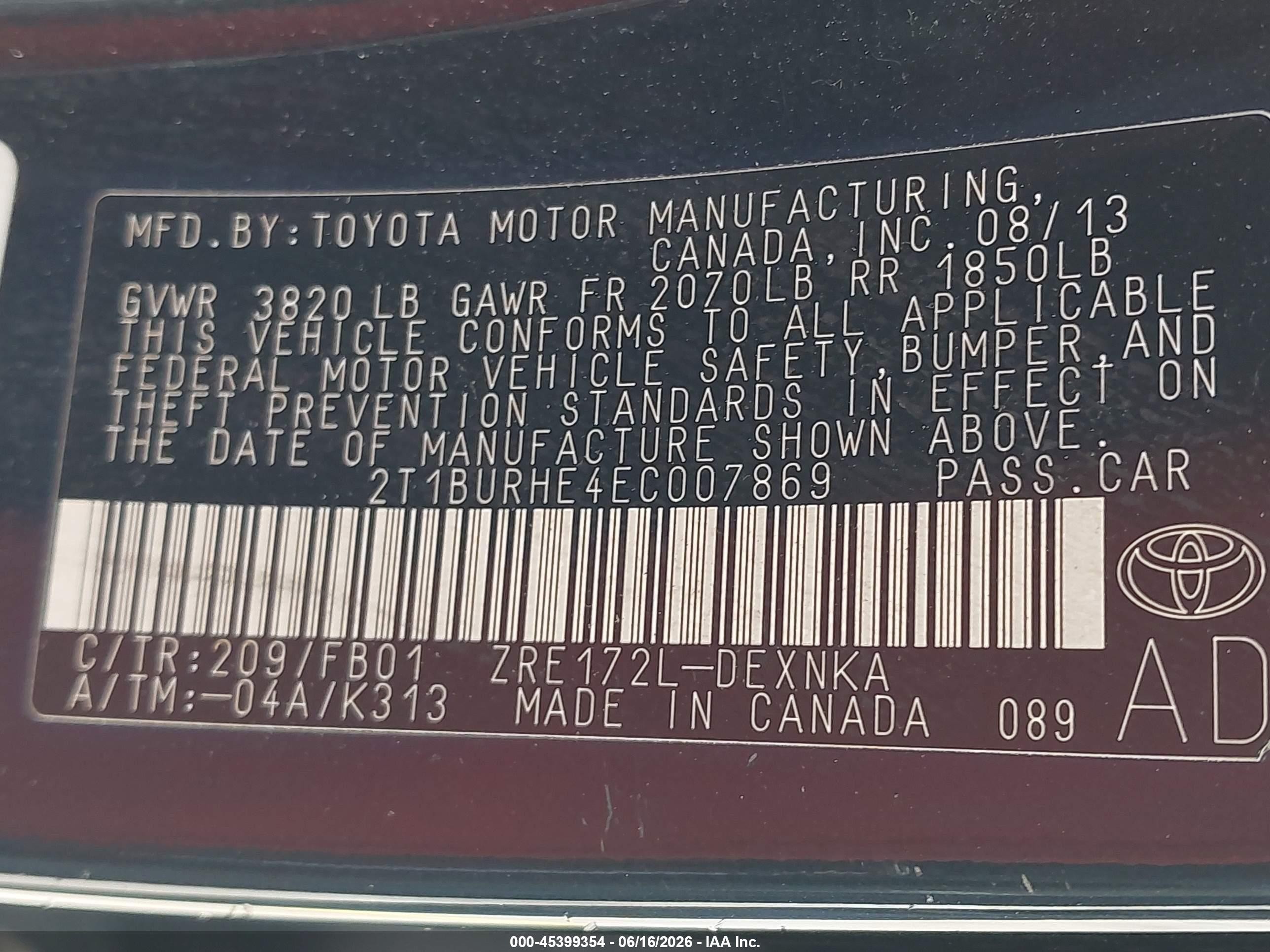 2014 Toyota Corolla Le Black vin: 2T1BURHE4EC007869