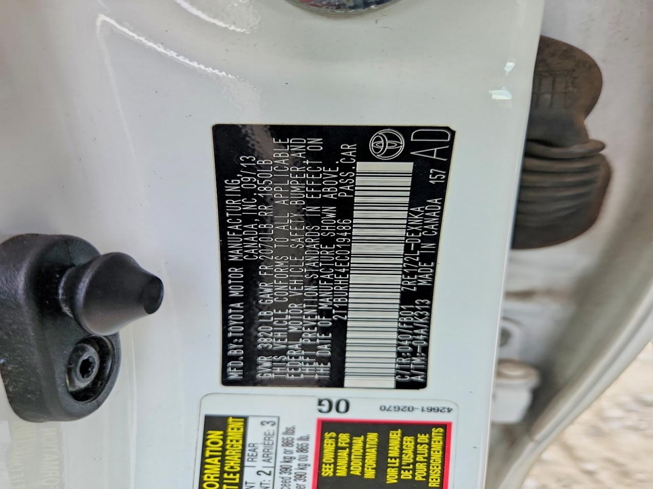 2014 Toyota Corolla Le Белый vin: 2T1BURHE4EC019486
