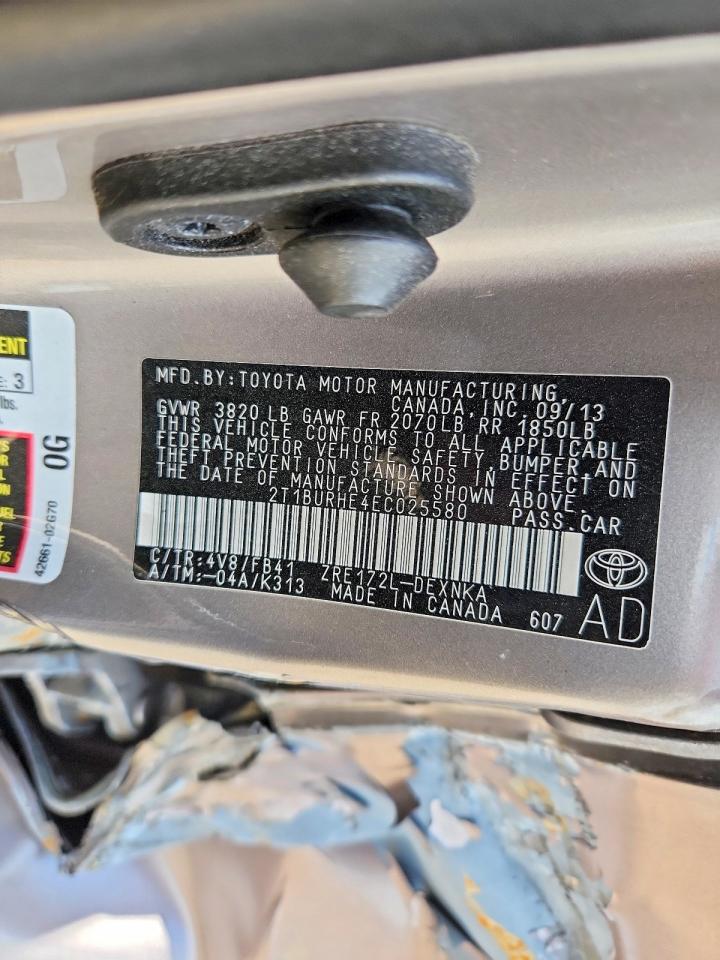 2014 Toyota Corolla Le Plus Silver vin: 2T1BURHE4EC025580