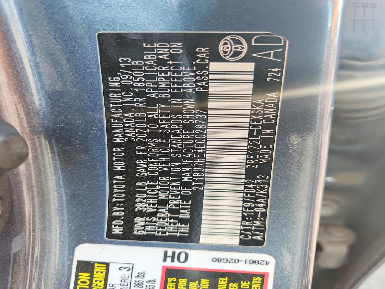 2014 Toyota Corolla S Plus Gray vin: 2T1BURHE4EC028737