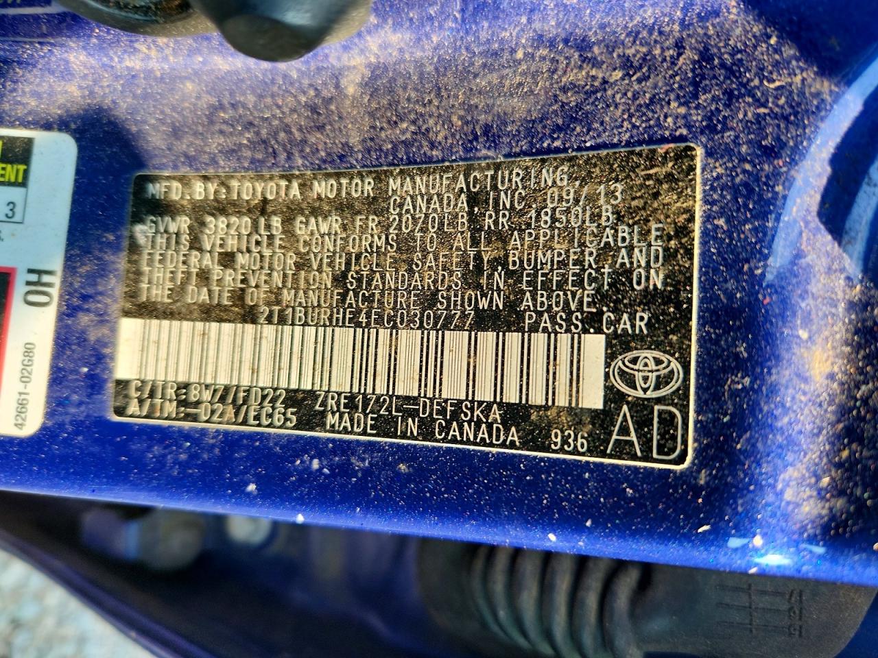 2014 Toyota Corolla S Plus Blue vin: 2T1BURHE4EC030777