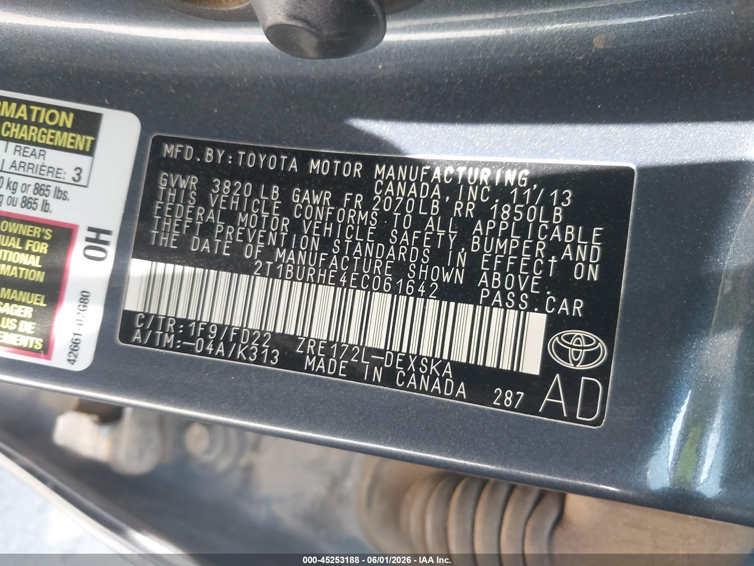 2014 Toyota Corolla S Plus Gray vin: 2T1BURHE4EC061642