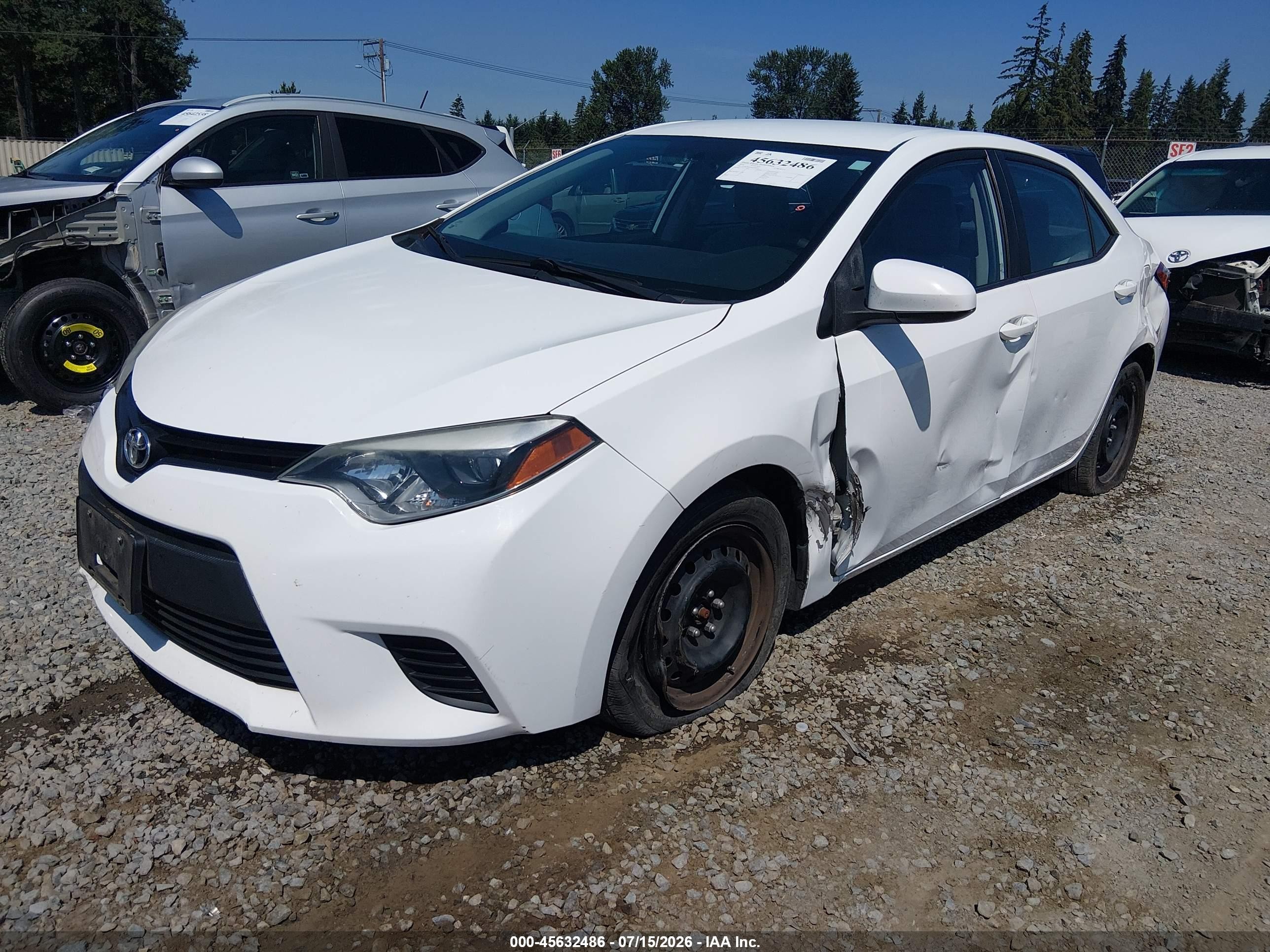2014 Toyota Corolla Le White vin: 2T1BURHE4EC065819