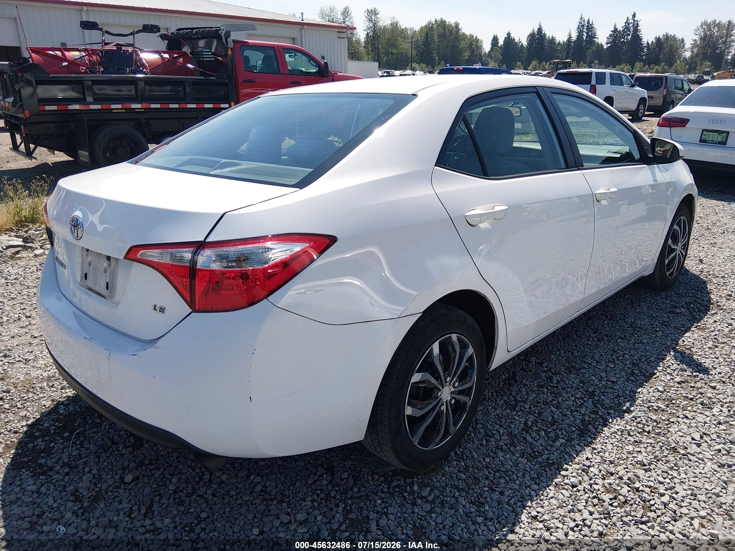 2014 Toyota Corolla Le White vin: 2T1BURHE4EC065819
