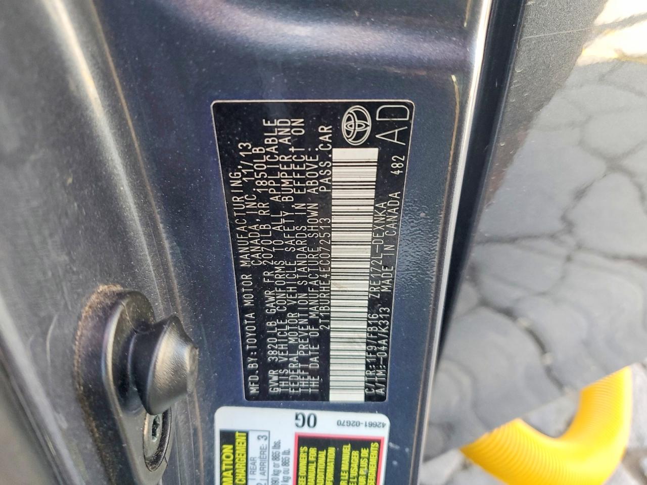 2014 Toyota Corolla Le Gray vin: 2T1BURHE4EC072513