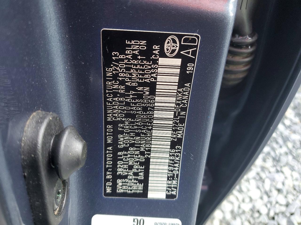 2014 Toyota Corolla Gray vin: 2T1BURHE4EC087660