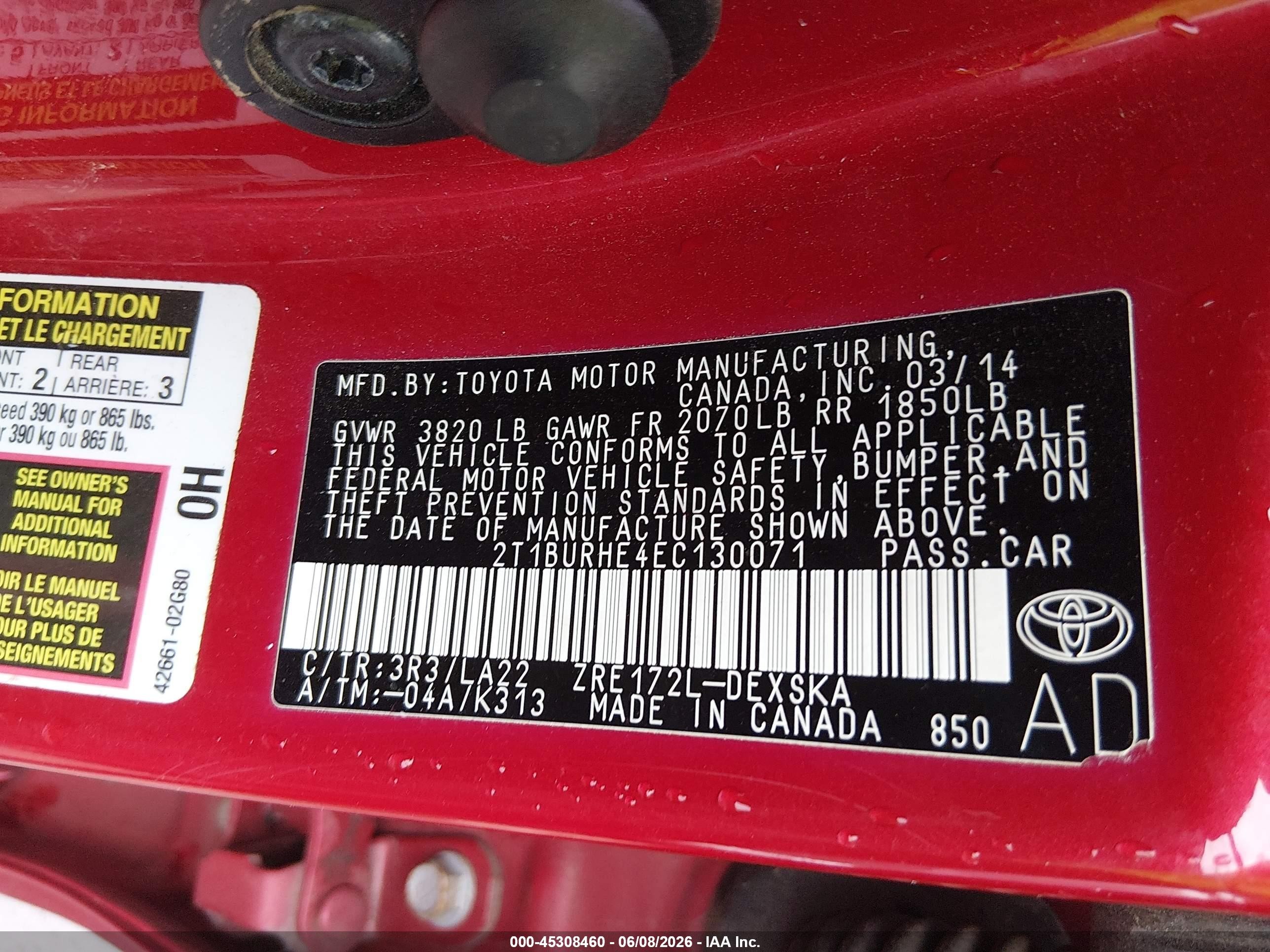 2014 Toyota Corolla S Premium Red vin: 2T1BURHE4EC130071